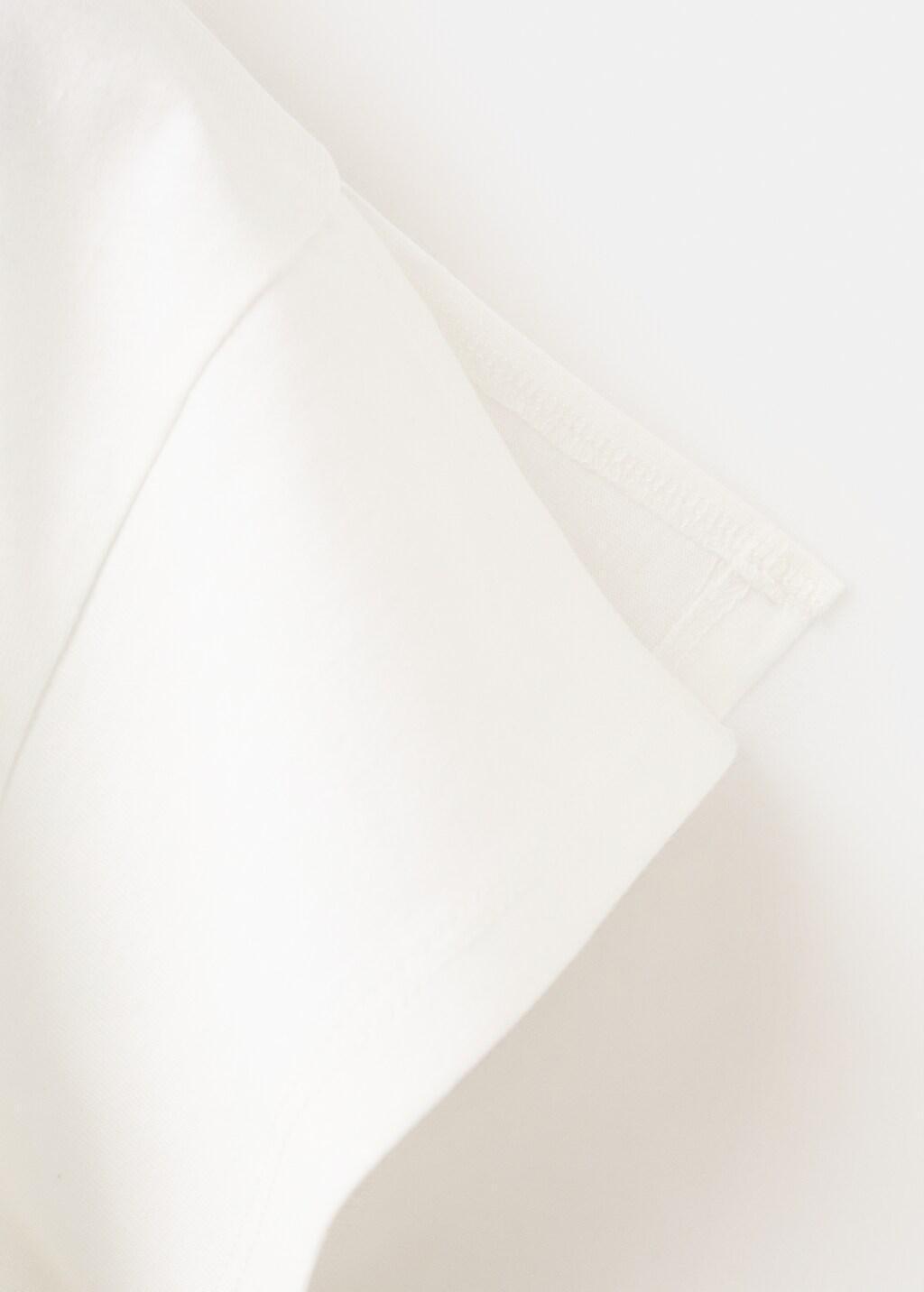 White Cotton T-Shirt With Embroidered Palm Tree, Kids Girl, Natural White, medium