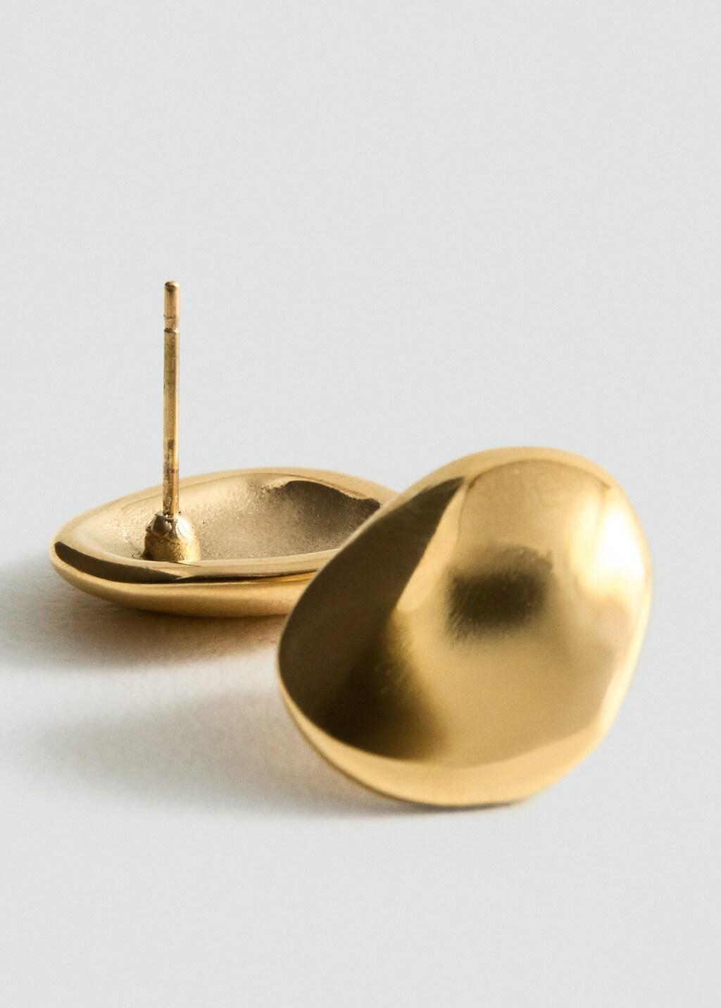 Gold Round Embossed Stainless Steel Earrings, Gold, large image number 0