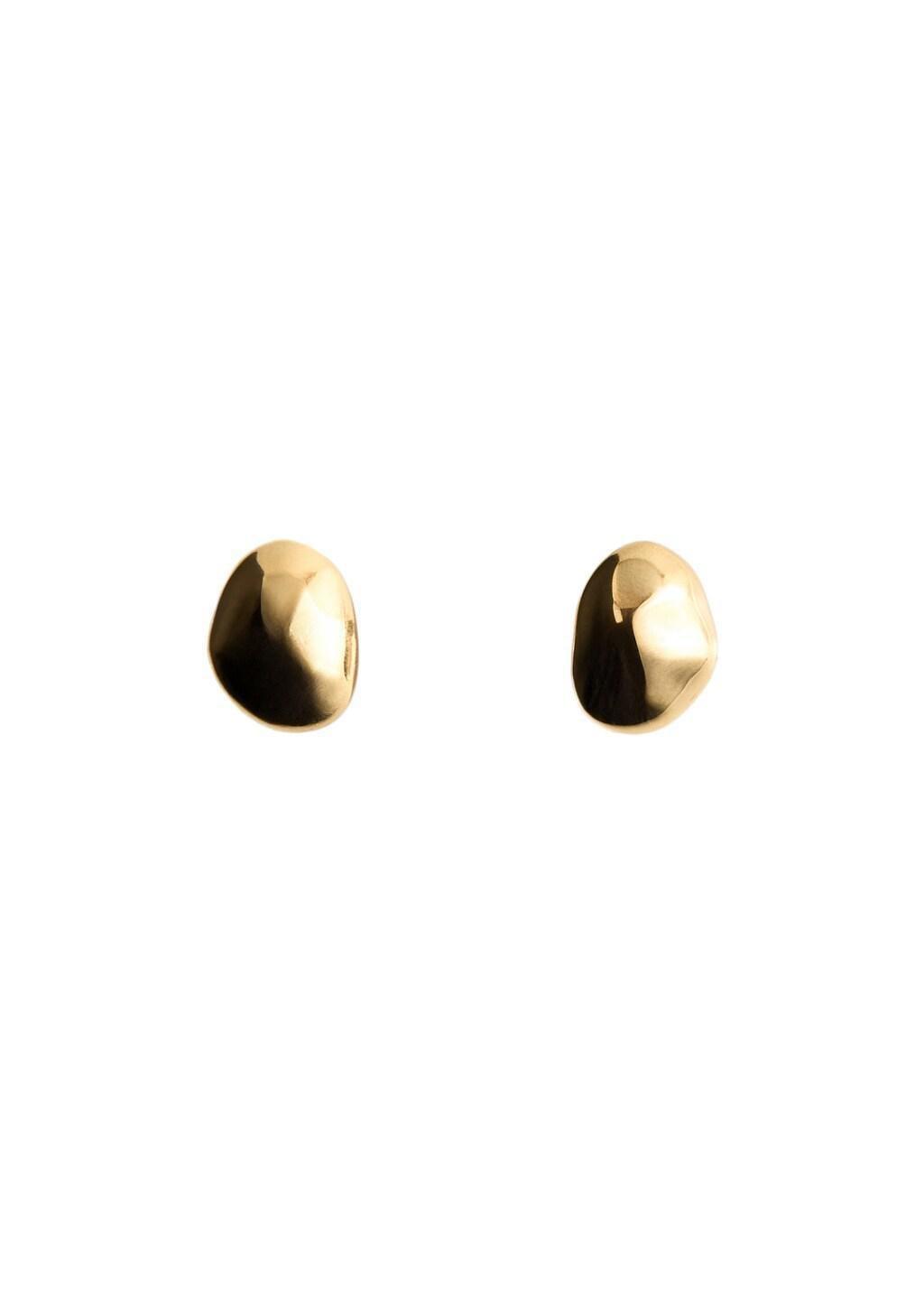 Gold Round Embossed Stainless Steel Earrings, Gold, large image number 3