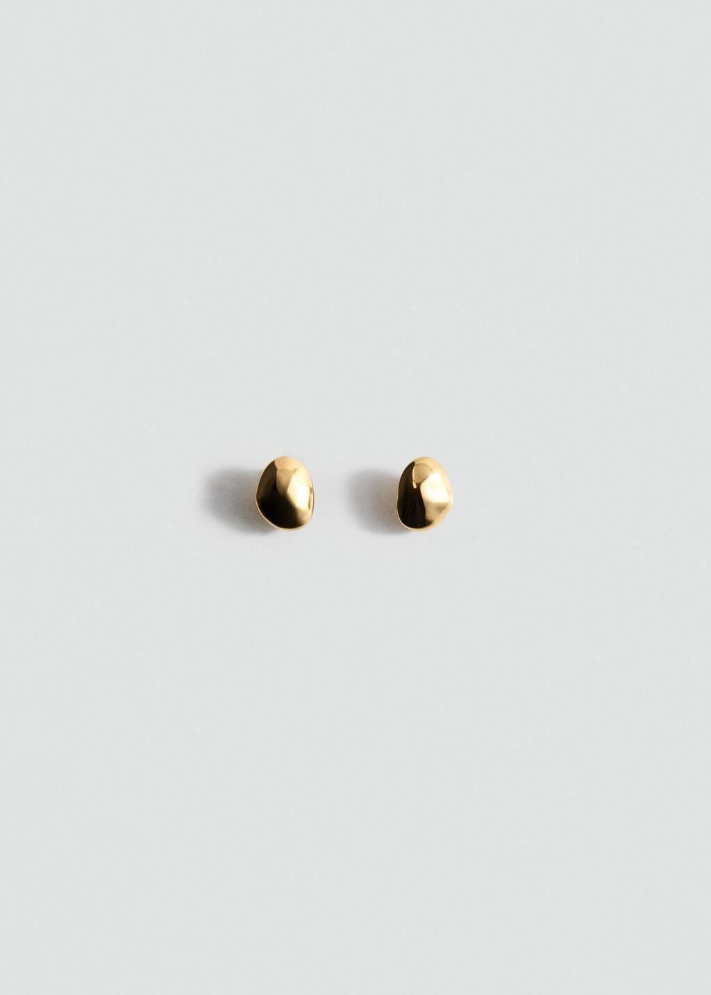 Gold Round Embossed Stainless Steel Earrings, Gold, large image number 4
