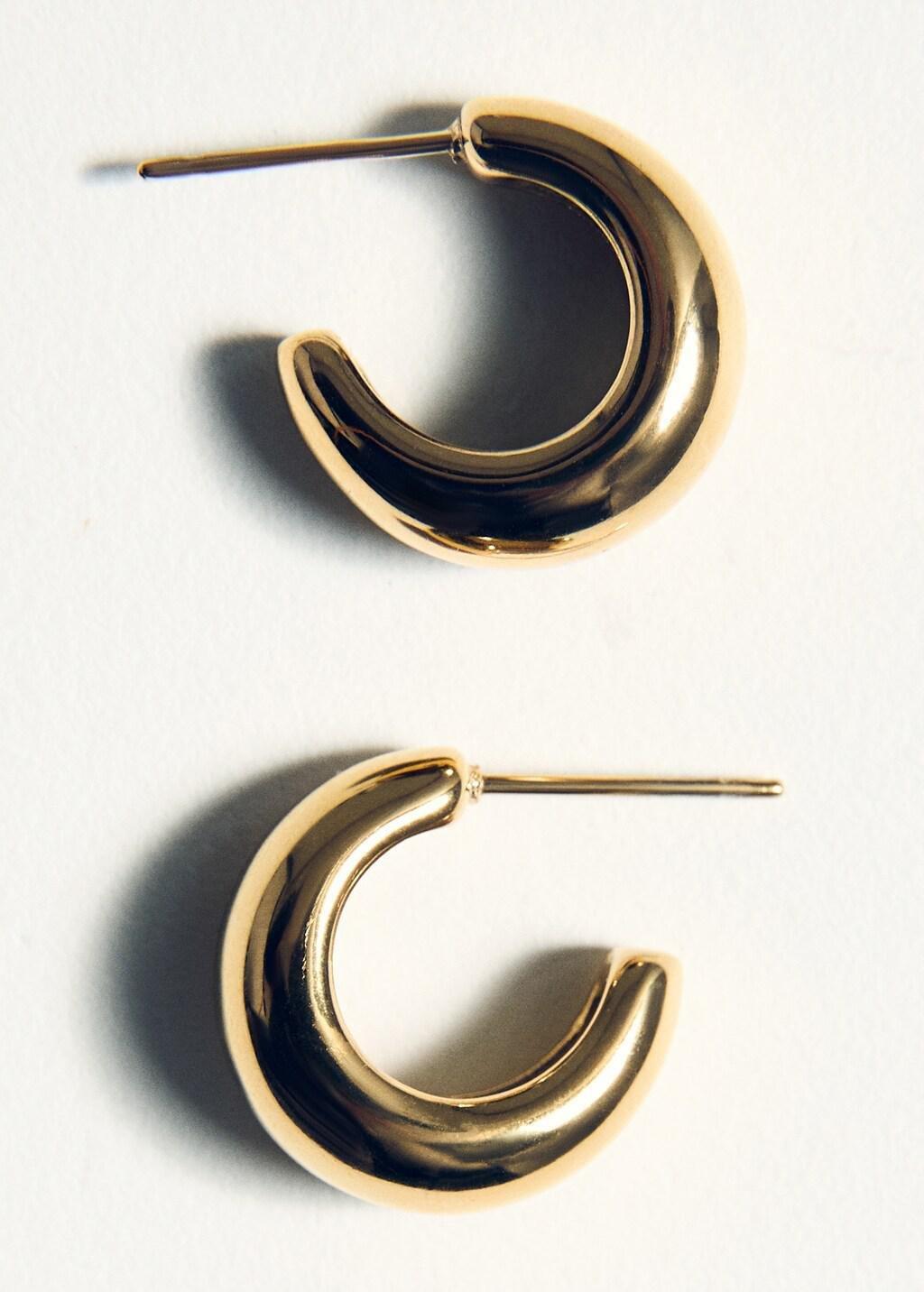 Gold Stainless Steel Semi-Hoop Earrings, Gold, large image number 1