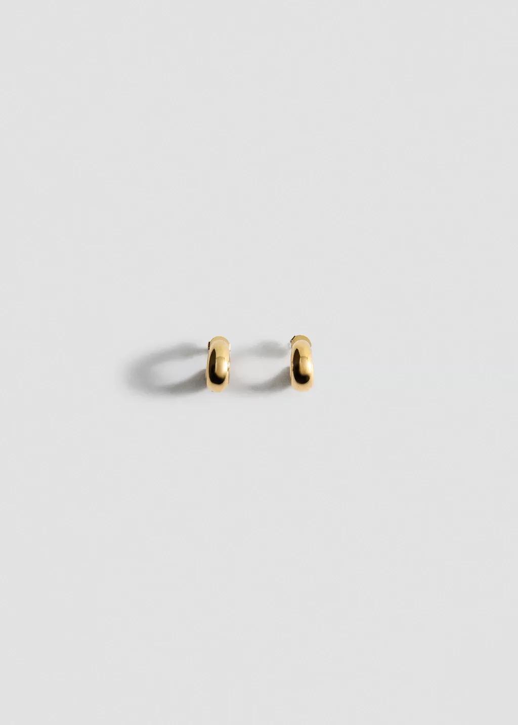Gold Stainless Steel Semi-Hoop Earrings, Gold, large image number 3