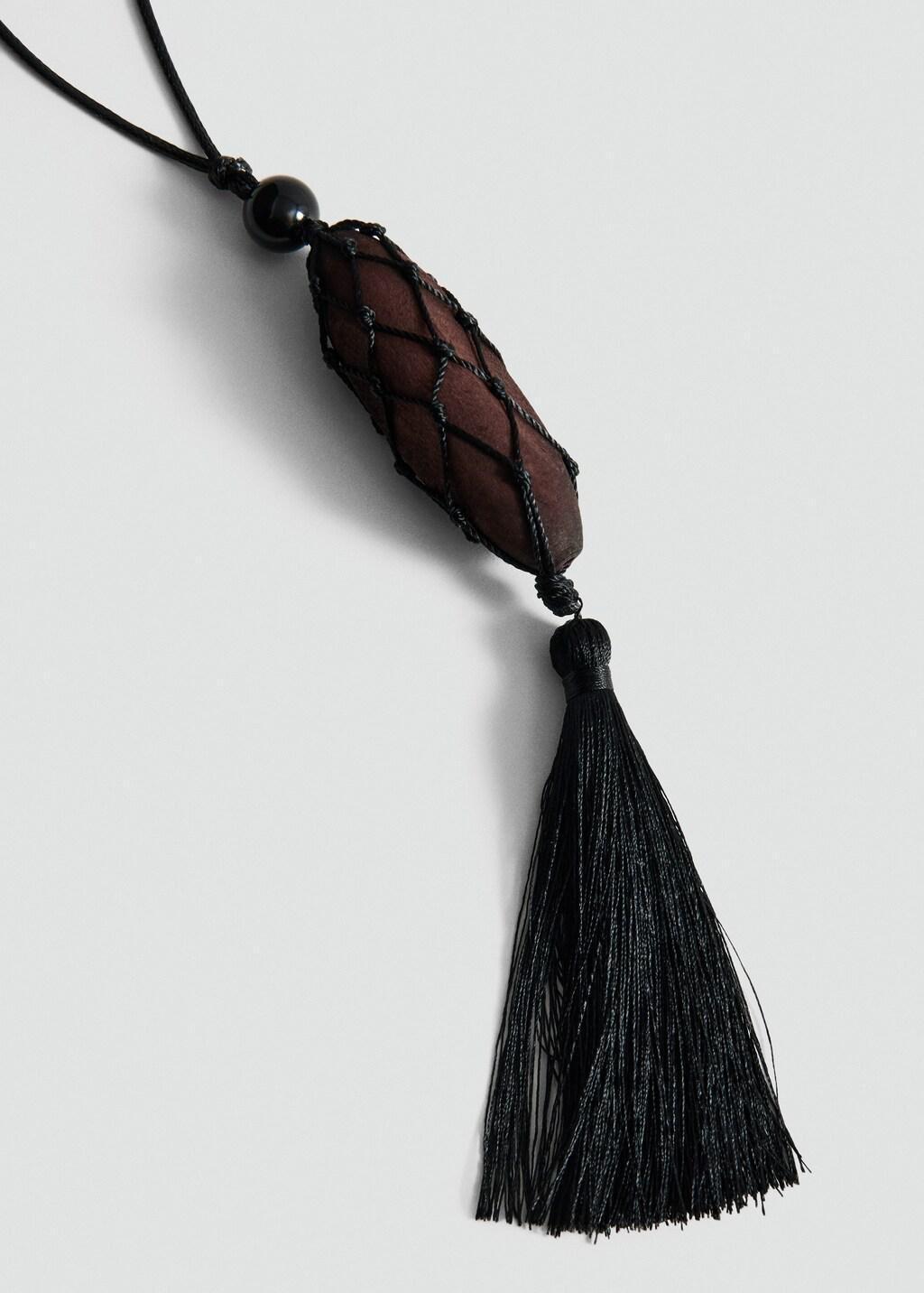 Brown Fringed Bead Necklace, 0201_30, large