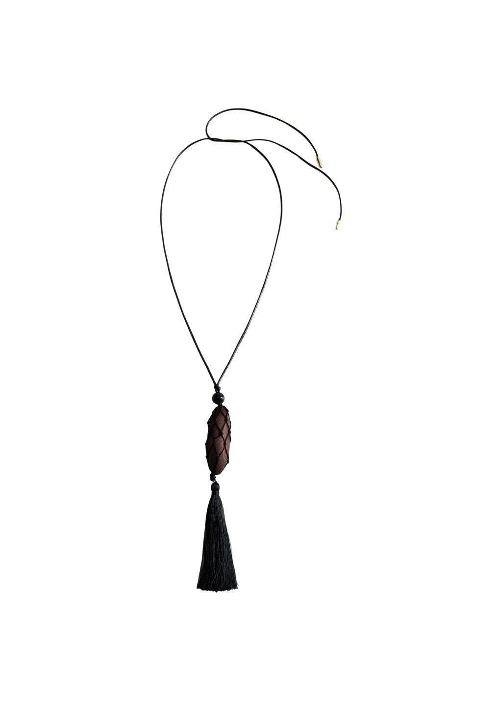 Brown Fringed Bead Necklace, 0201_30, large image number 2