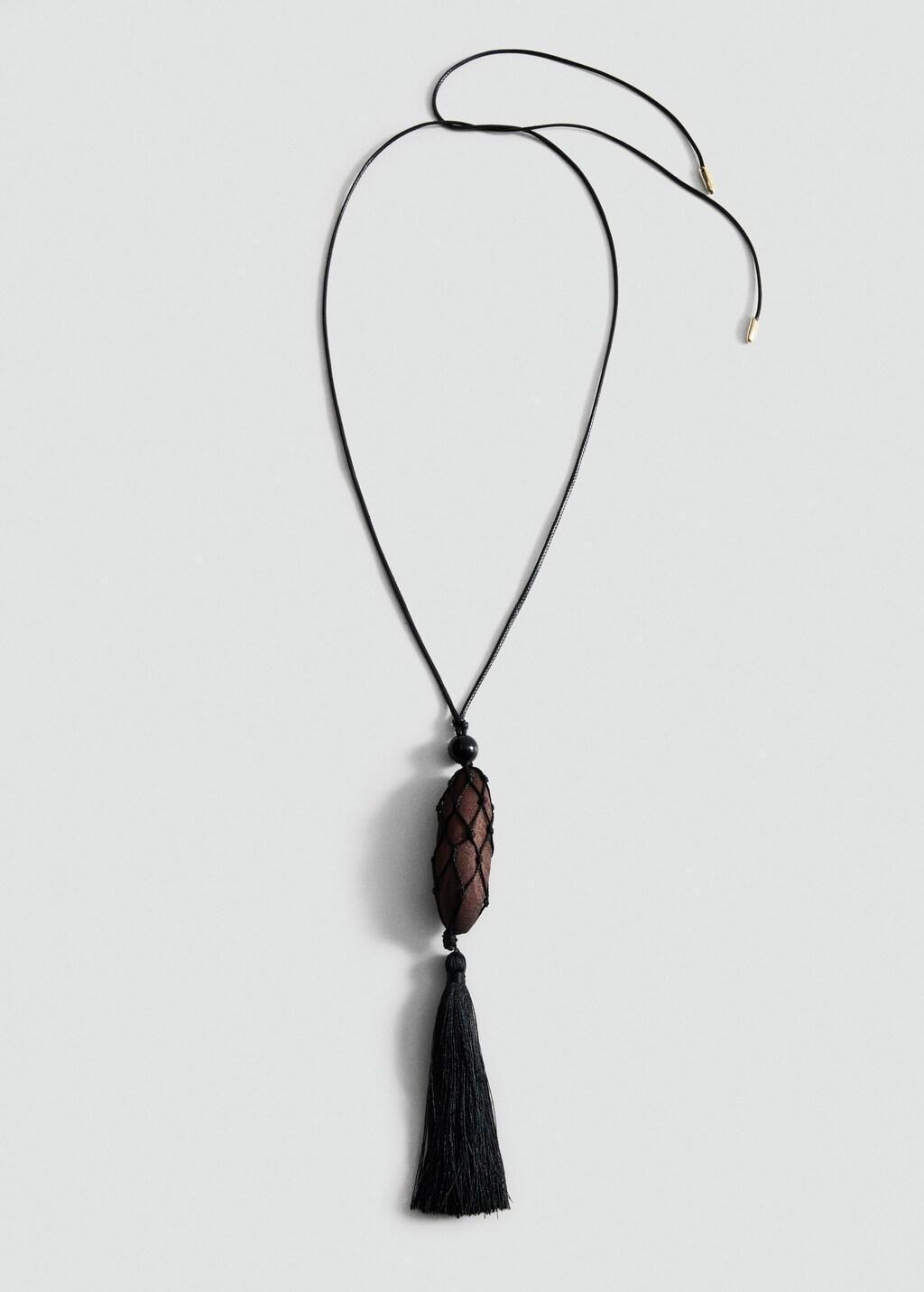 Brown Fringed Bead Necklace, 0201_30, large image number 3