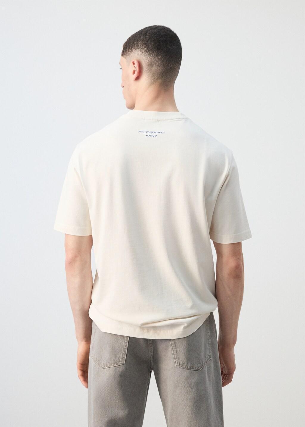 White 100% Cotton Printed T-Shirt, Natural White, large image number 2
