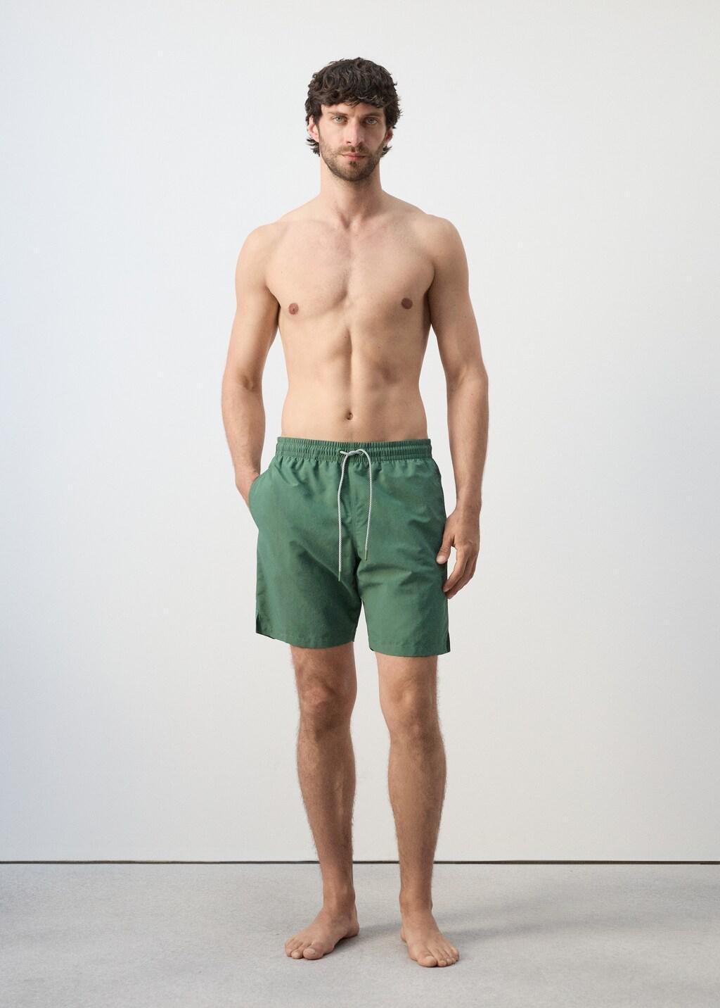 Khaki Basic Drawstring Swimsuit, 0201_37, medium