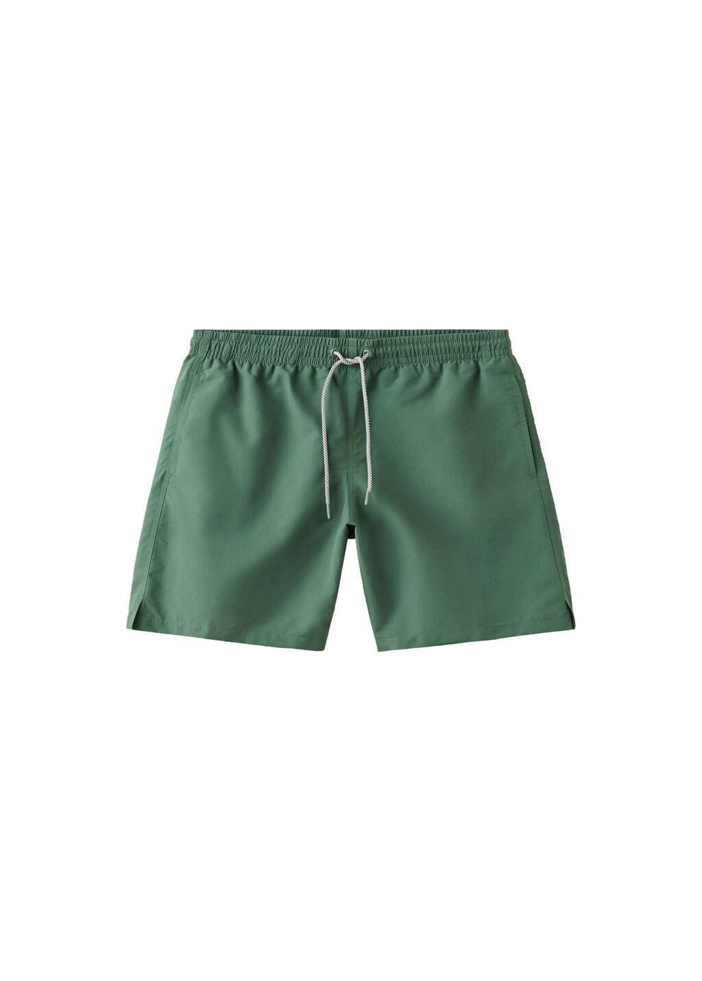 Khaki Basic Drawstring Swimsuit, 0201_37, large image number 7