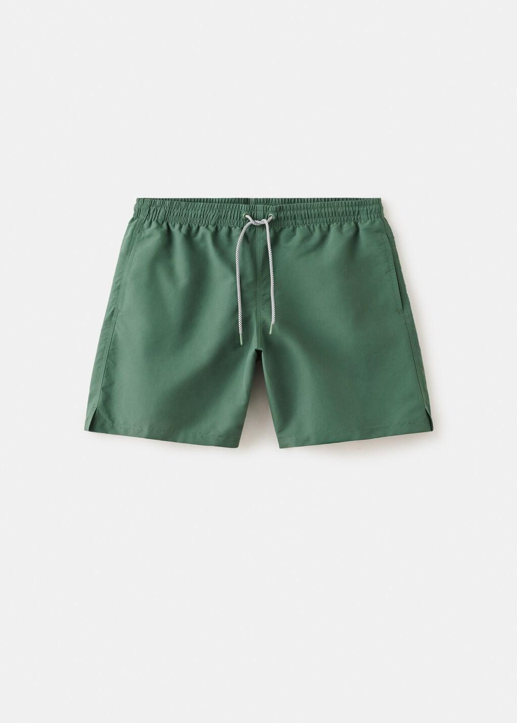 Khaki Basic Drawstring Swimsuit, 0201_37, large image number 8