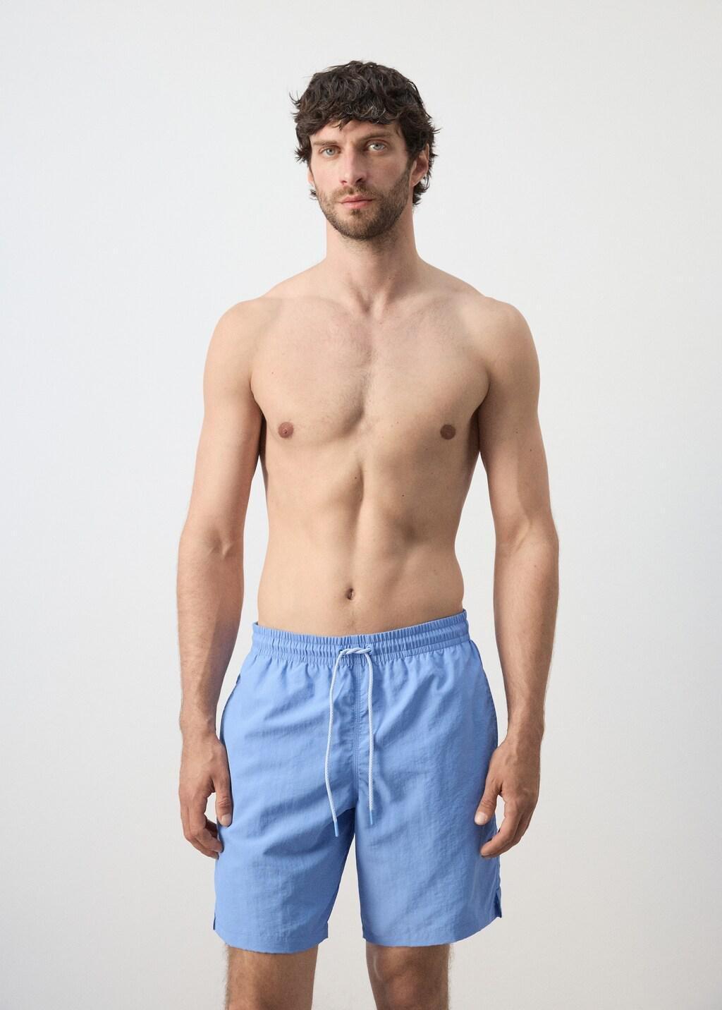 Blue Lt Pastel Basic Drawstring Swimsuit, 0201_51, large image number 3