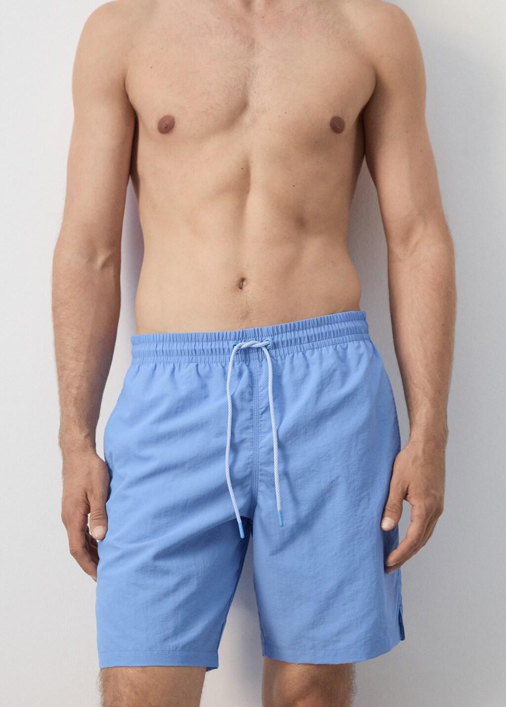 Blue Lt Pastel Basic Drawstring Swimsuit, 0201_51, large image number 4