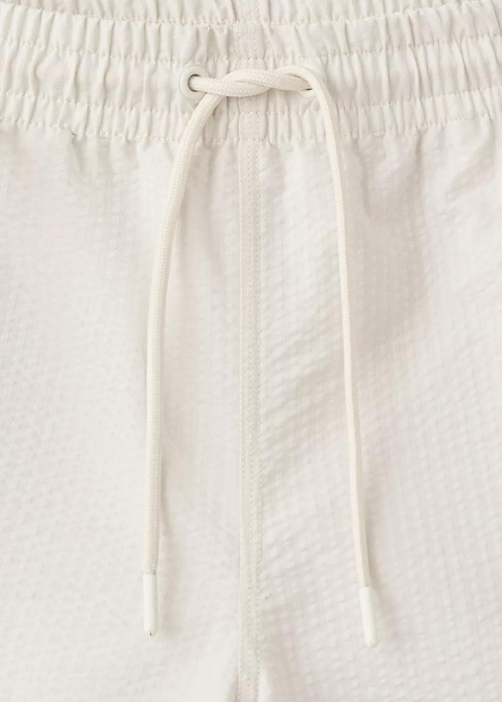 Beige Seersucker Striped Swimsuit, Light Beige, large image number 1