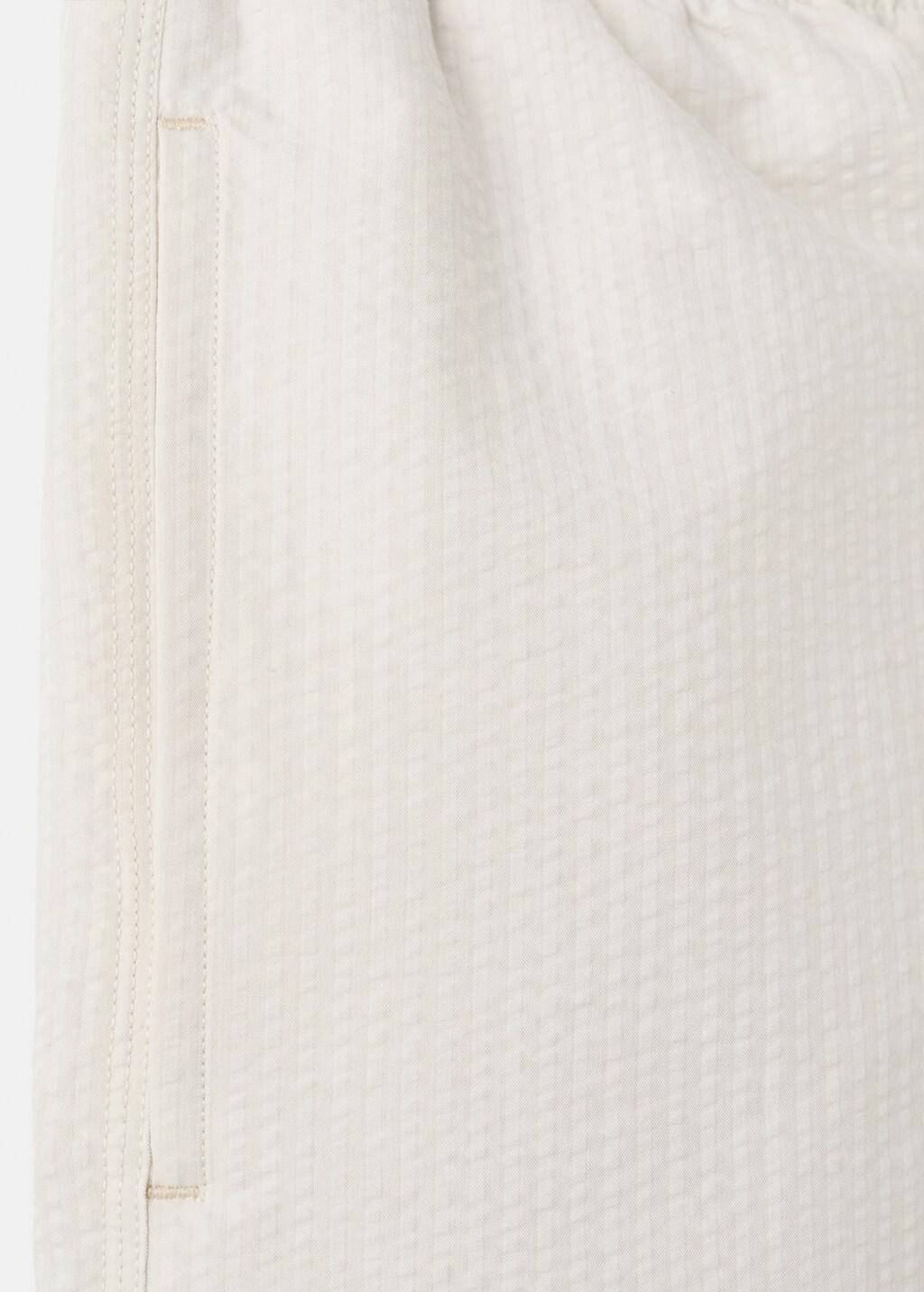 Beige Seersucker Striped Swimsuit, Light Beige, large image number 4