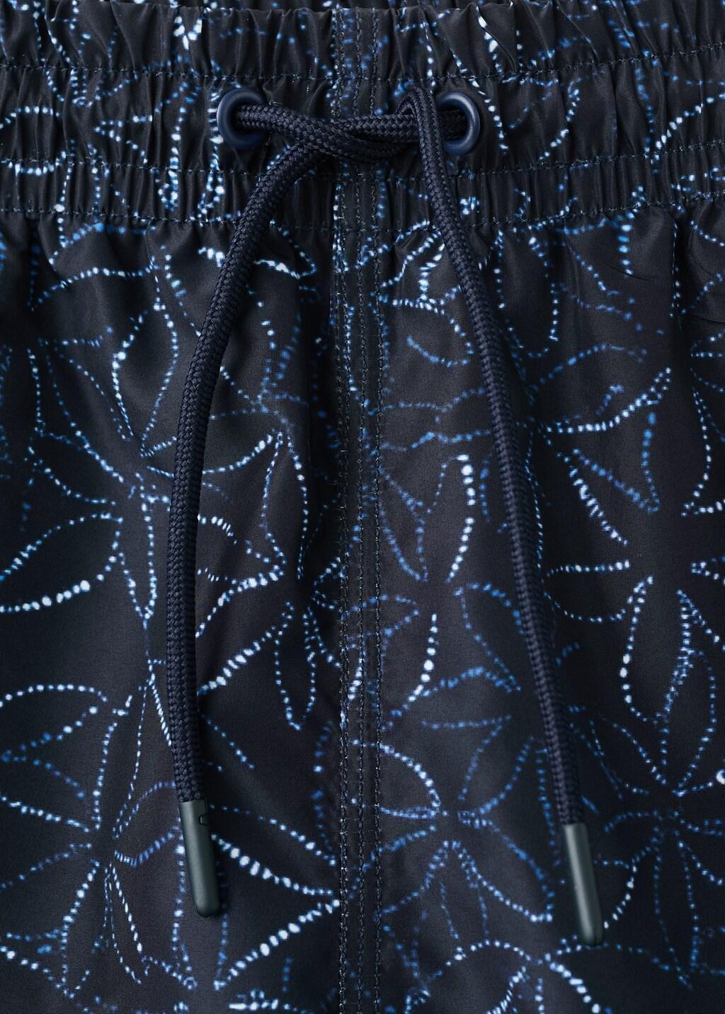 Navy Printed Swimsuit With Drawstring, Navy, large image number 1