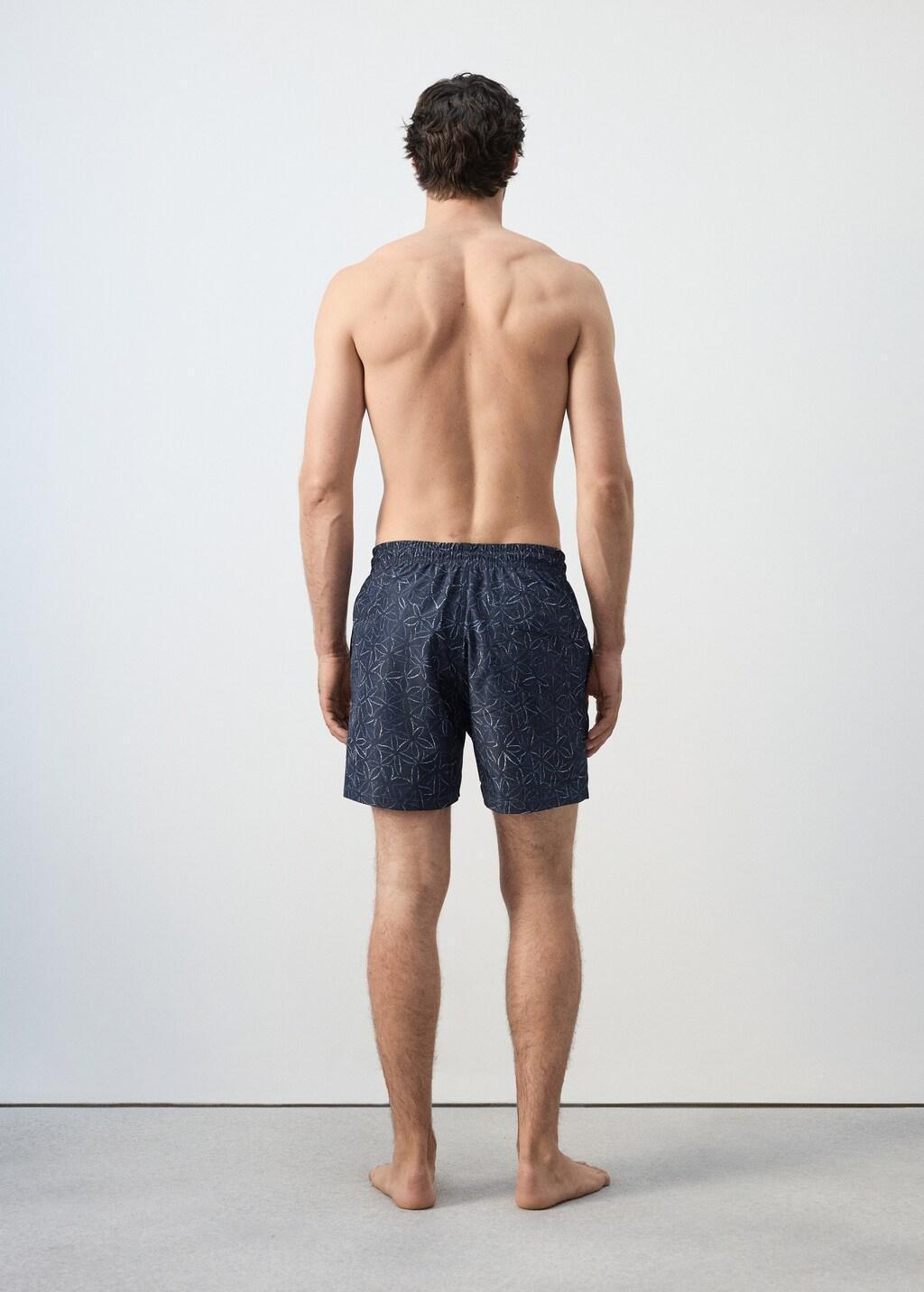 Navy Printed Swimsuit With Drawstring, Navy, large image number 2