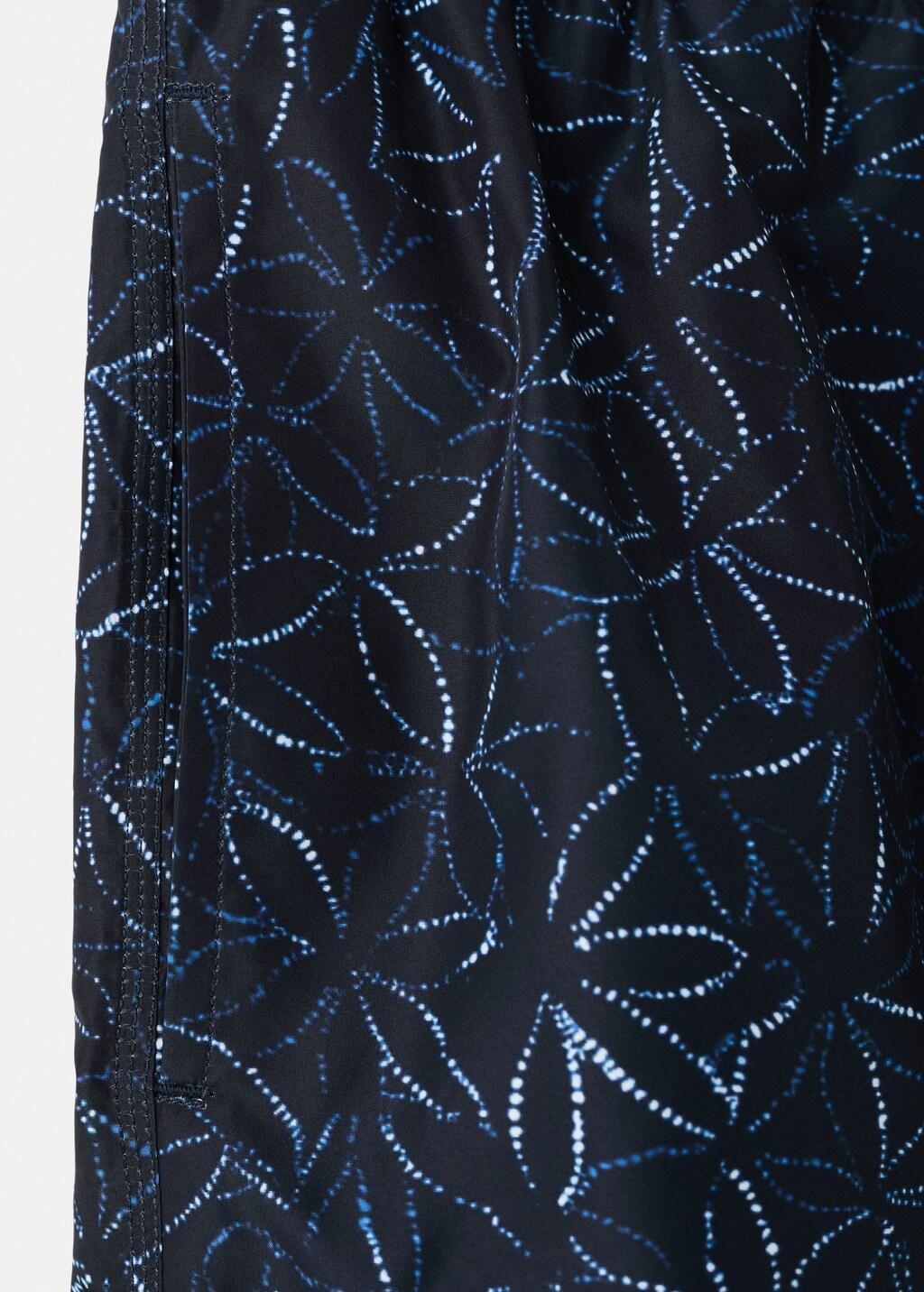 Navy Printed Swimsuit With Drawstring, Navy, large image number 5