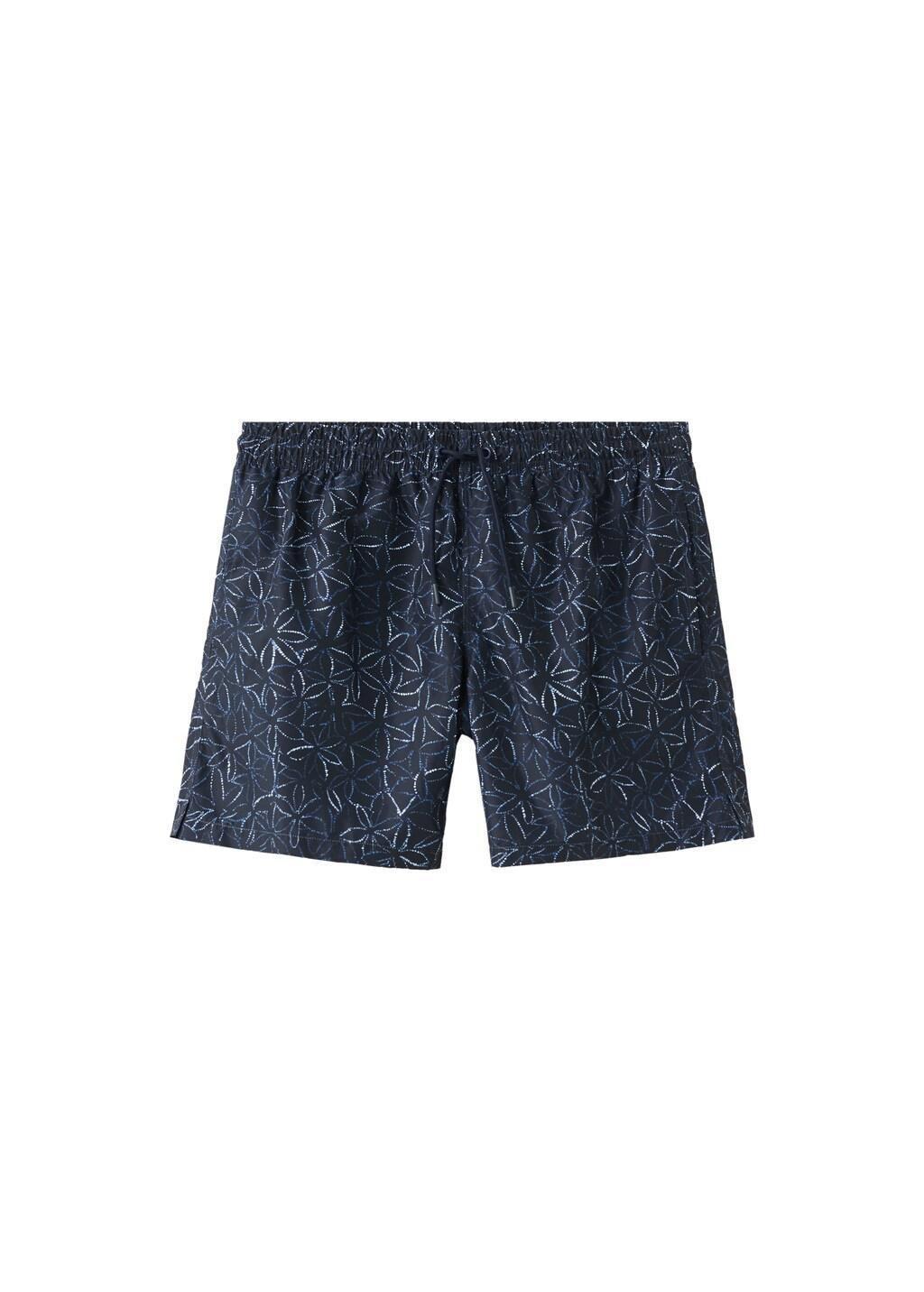 Navy Printed Swimsuit With Drawstring, Navy, large image number 8