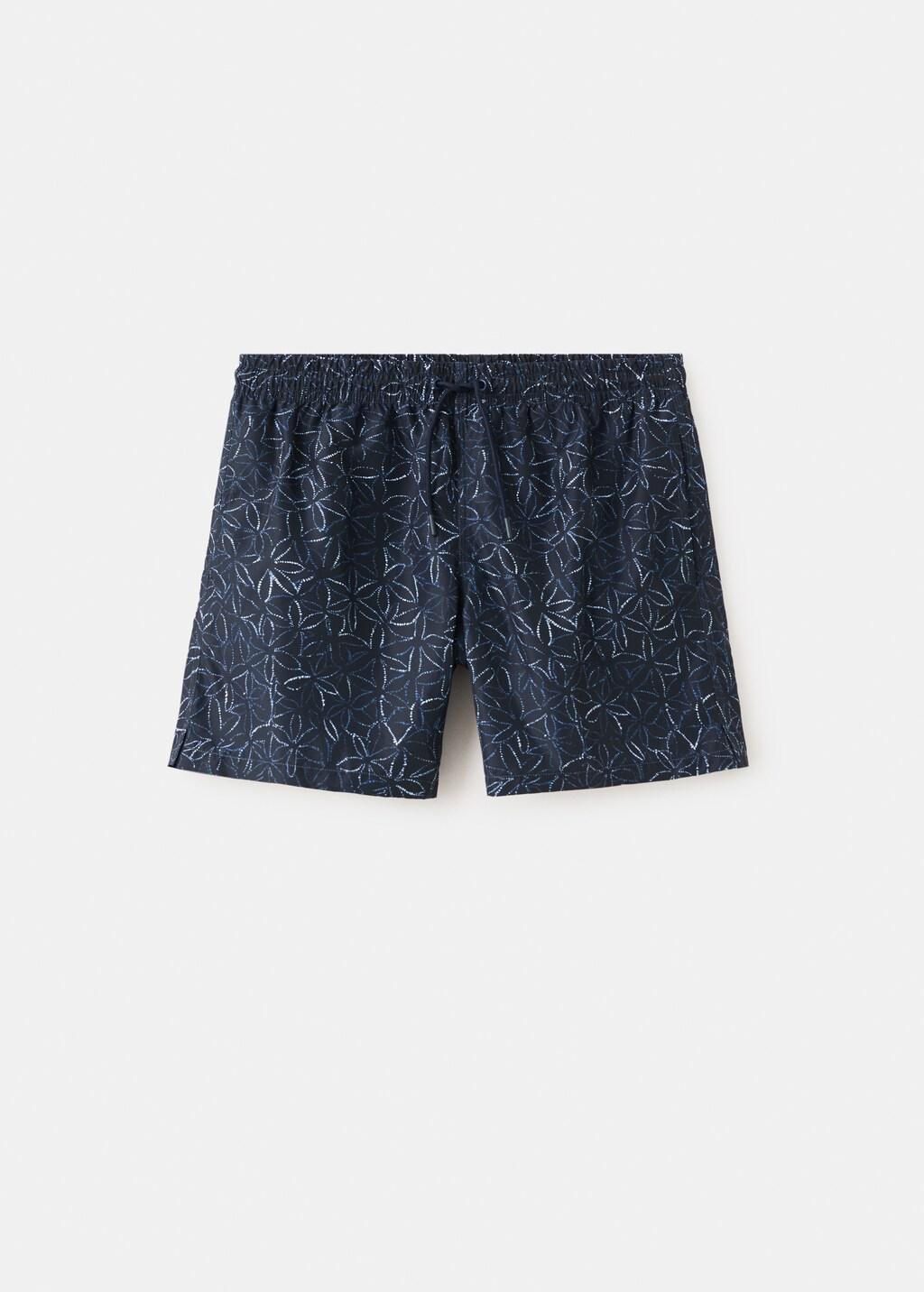 Navy Printed Swimsuit With Drawstring, Navy, large image number 9