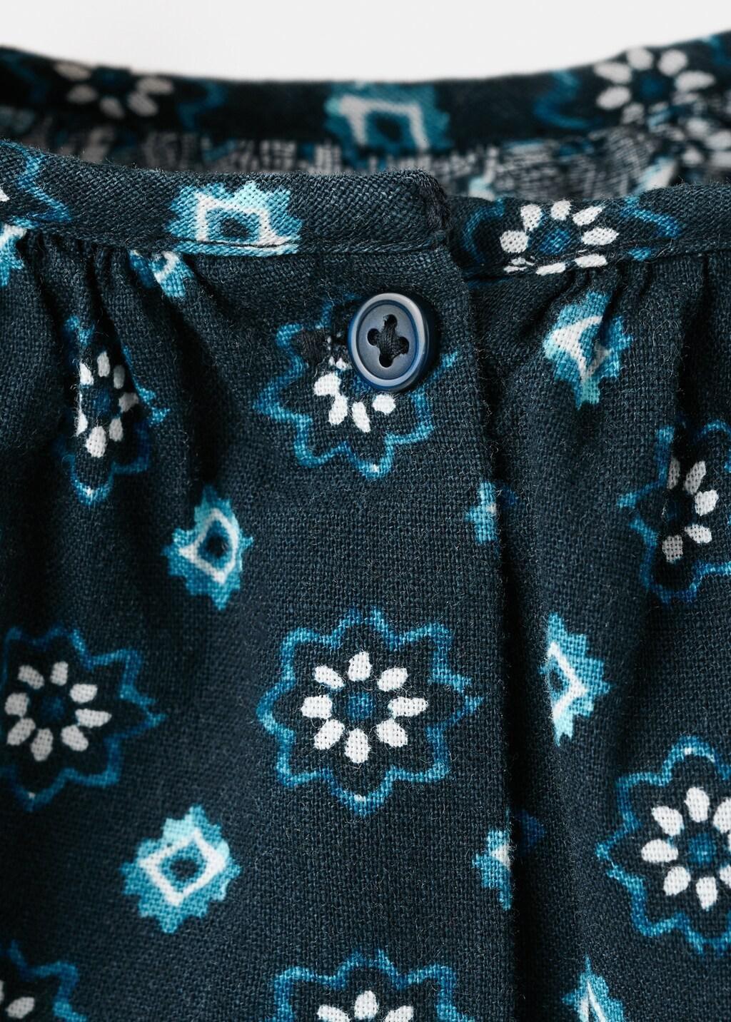 Navy Cotton Blouse With Floral Pattern, Kids Girls, Navy, large image number 2