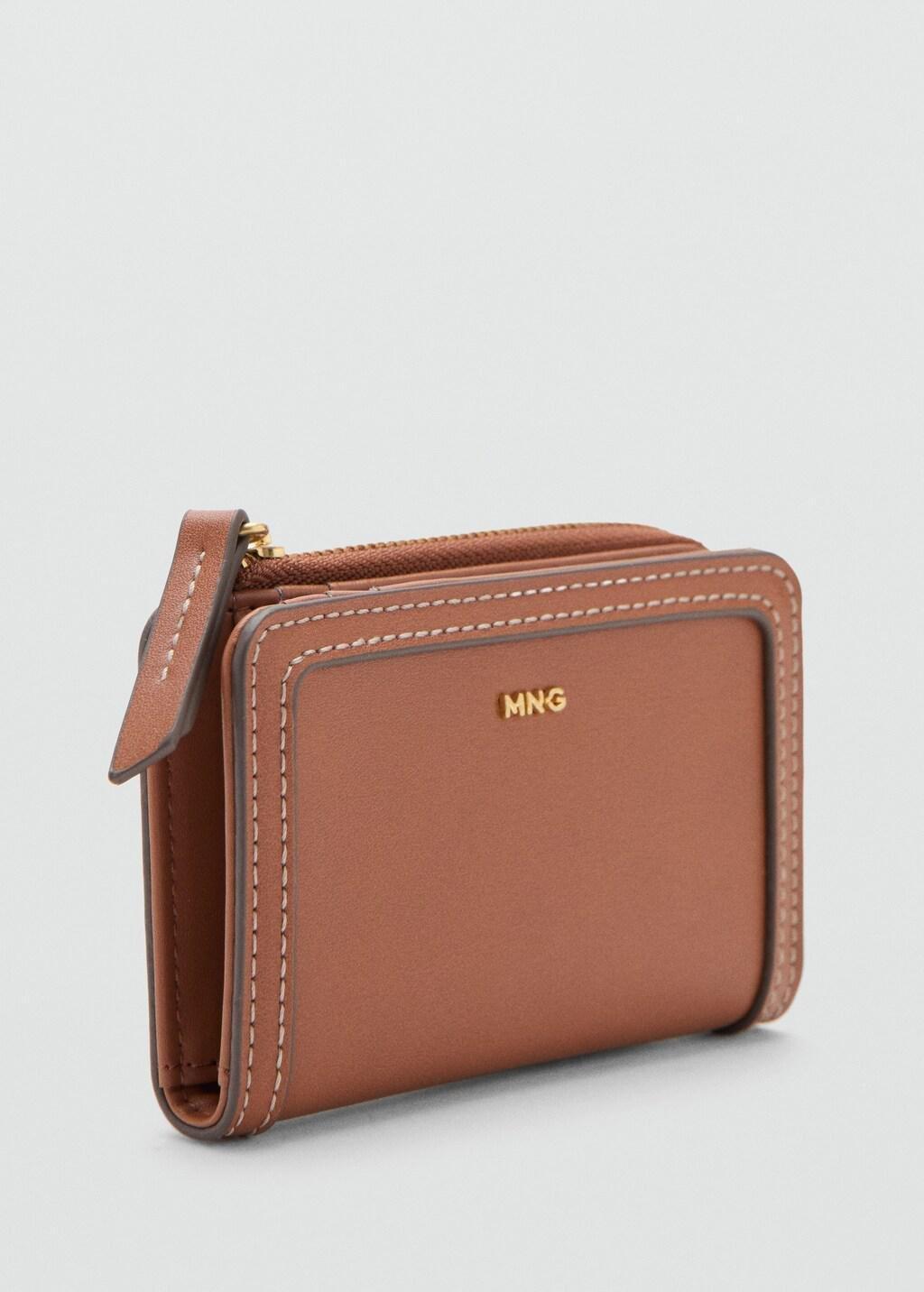 Brown Small Wallet With Saffiano Effect, Medium Brown, large image number 0