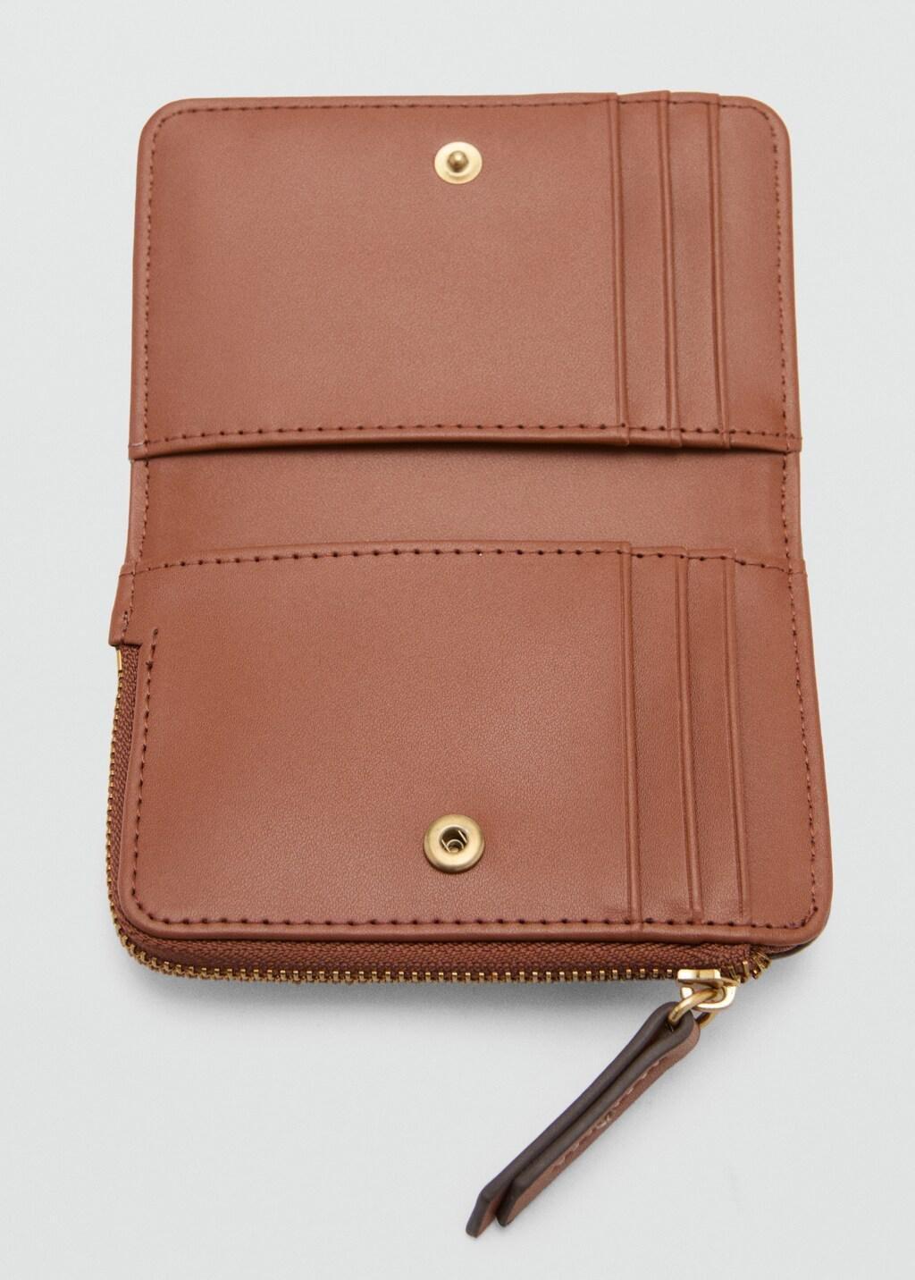 Brown Small Wallet With Saffiano Effect, Medium Brown, large image number 1