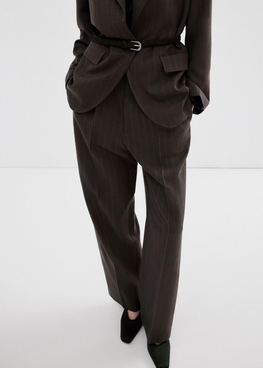 Brown Lyocell Suit Trousers, Dark Brown, large image number 3