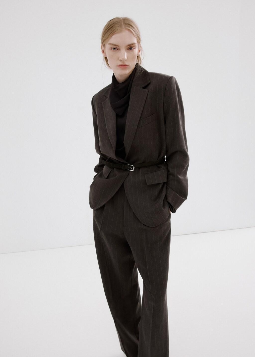 Brown Lyocell Suit Trousers, Dark Brown, large image number 4