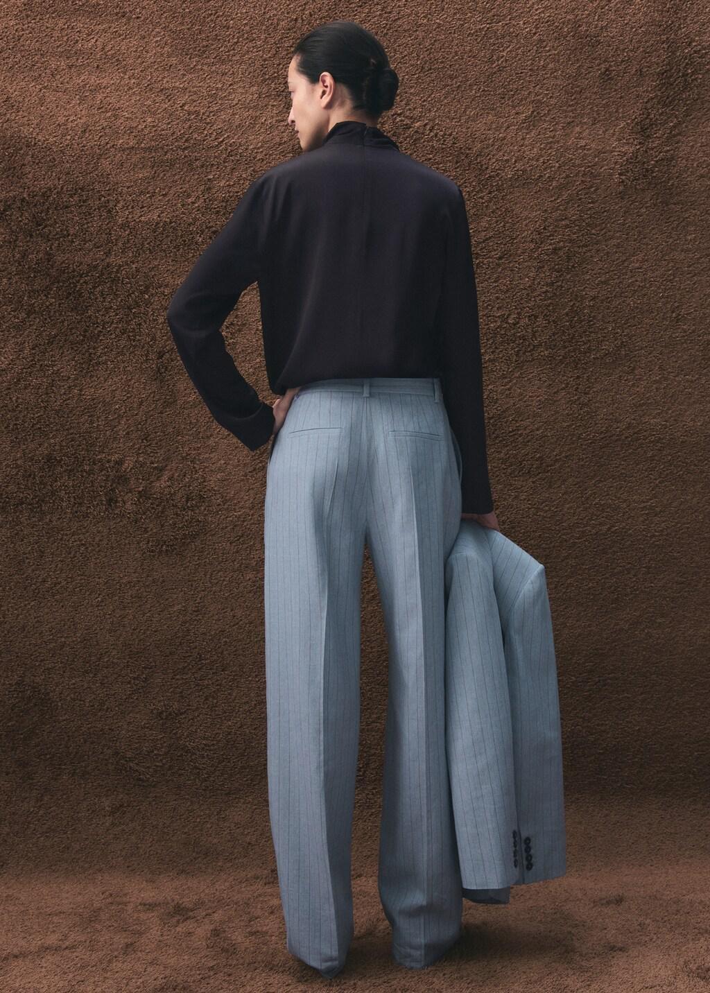 Blue Pinstripe Suit Trousers, 0201_52, large image number 2