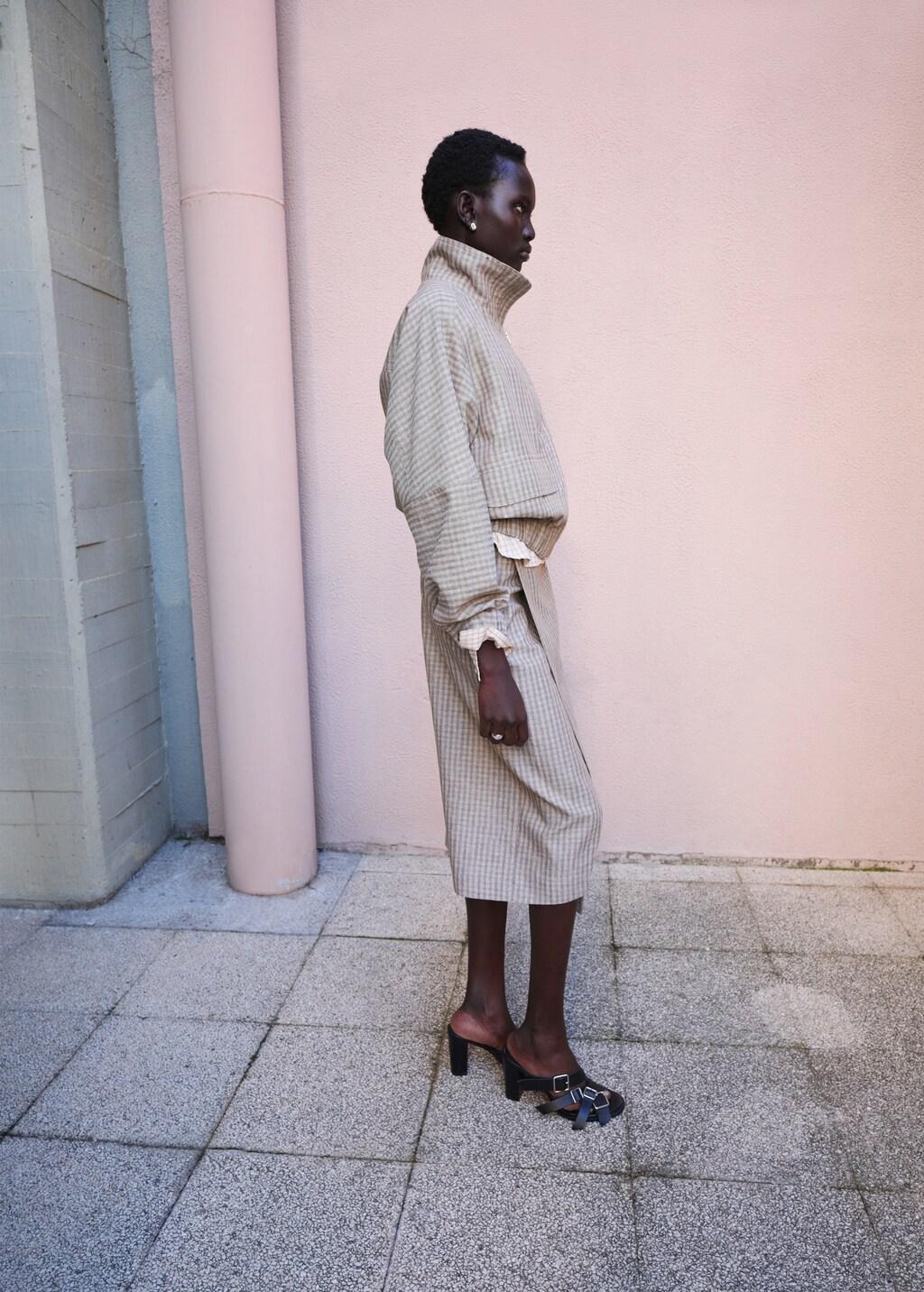 Grey Lt Pastel Checked Bomber Jacket, Light Pastel Grey, large image number 4