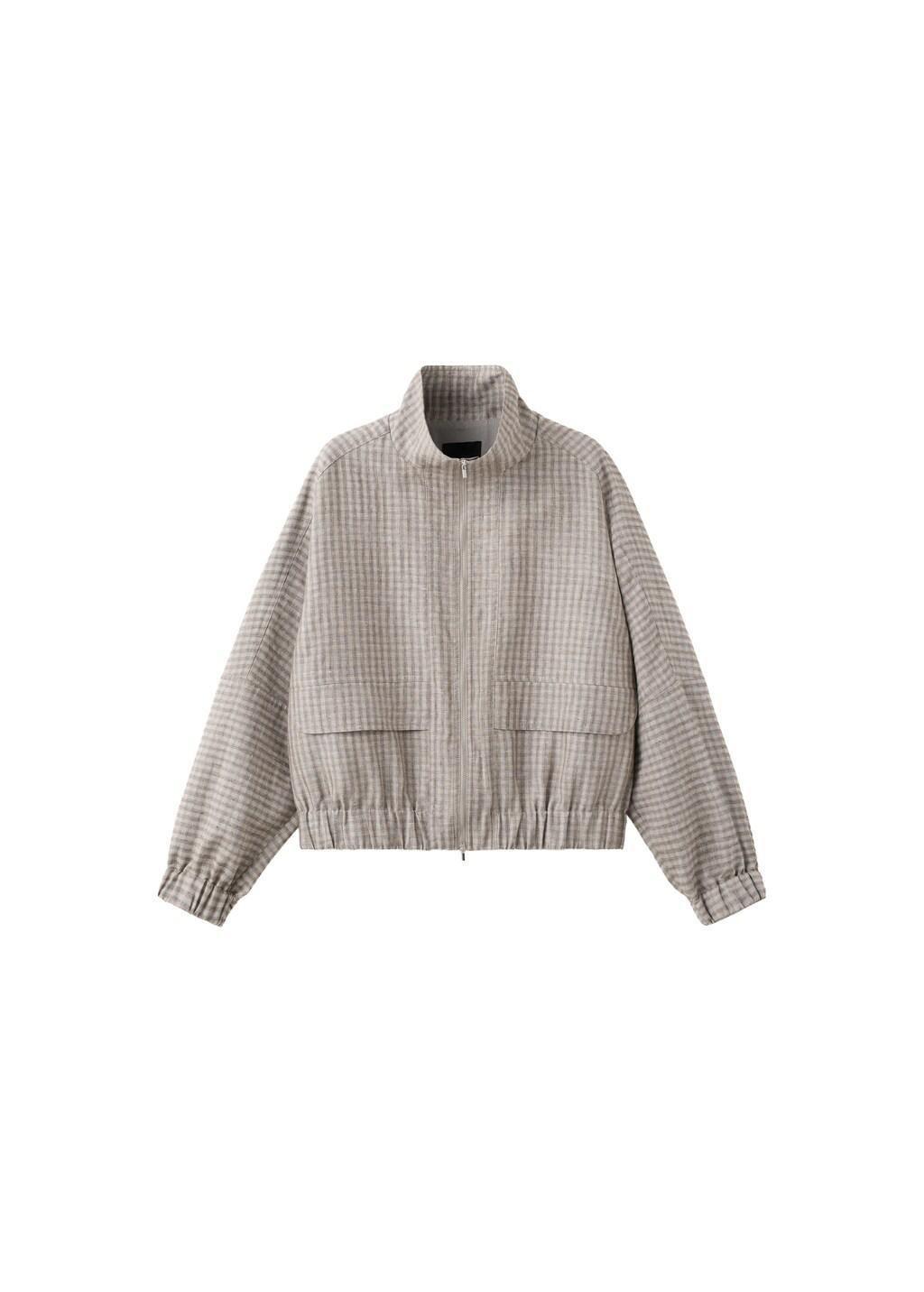Grey Lt Pastel Checked Bomber Jacket, Light Pastel Grey, large image number 6