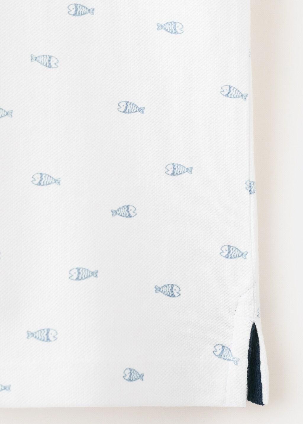 White Printed Cotton Polo Shirt, Baby Boy, White, large image number 4