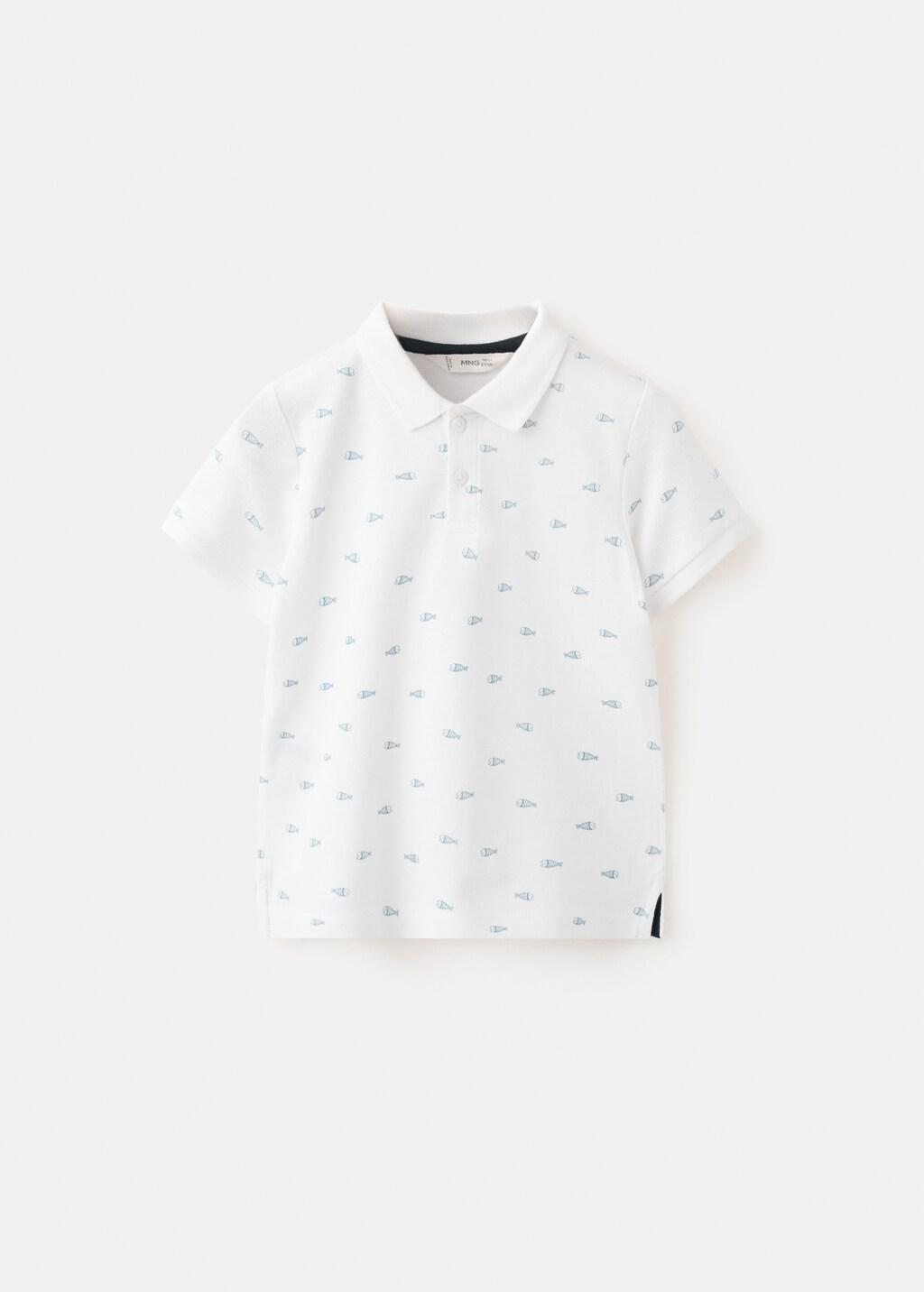 White Printed Cotton Polo Shirt, Baby Boy, White, large image number 6