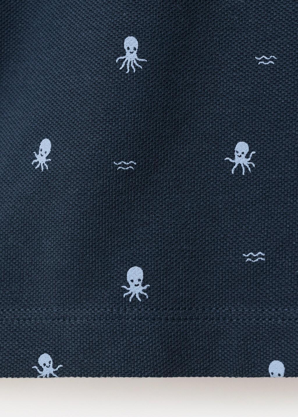 Navy Printed Cotton Polo Shirt, Baby Boy, Navy, large image number 2