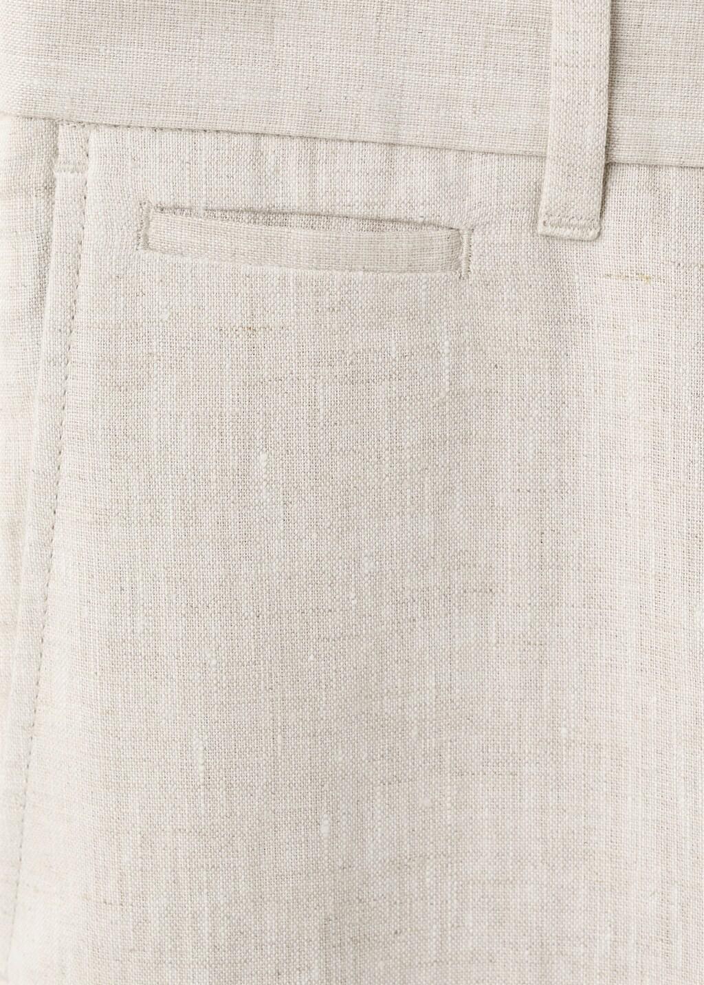 Beige Slim-Fit 100% Linen Trousers, Light Beige, large image number 5