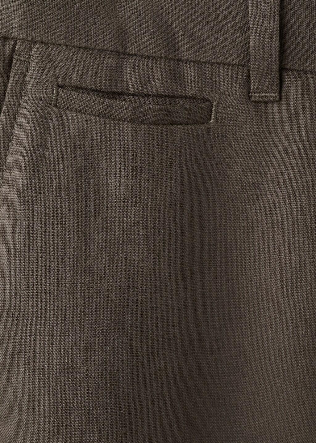 Brown Slim-Fit 100% Linen Trousers, Dark Brown, large image number 5