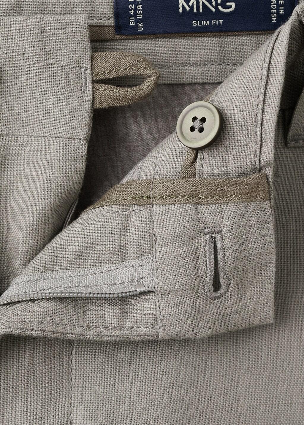 Grey Lt Pastel Slim-Fit 100% Linen Trousers, Light Pastel Grey, large image number 1