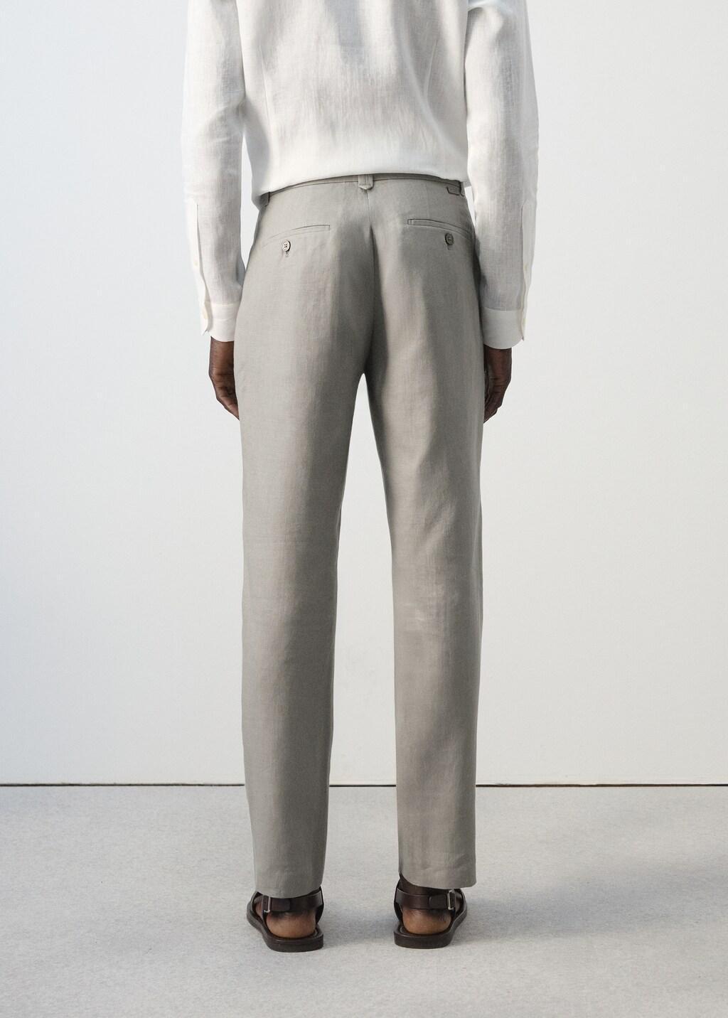 Grey Lt Pastel Slim-Fit 100% Linen Trousers, Light Pastel Grey, large image number 2