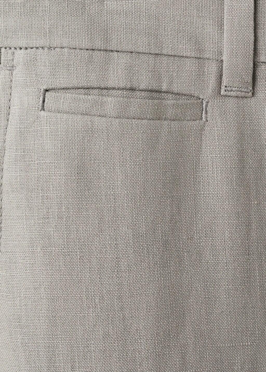 Grey Lt Pastel Slim-Fit 100% Linen Trousers, Light Pastel Grey, large image number 5