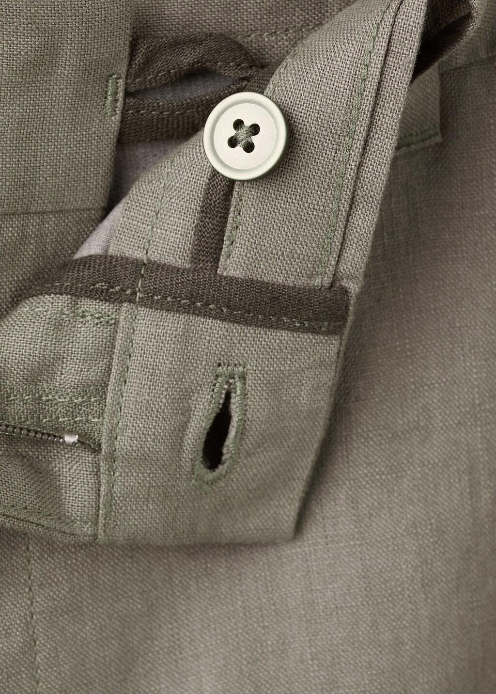 Grey Slim-Fit 100% Linen Trousers, Medium Grey, large image number 1