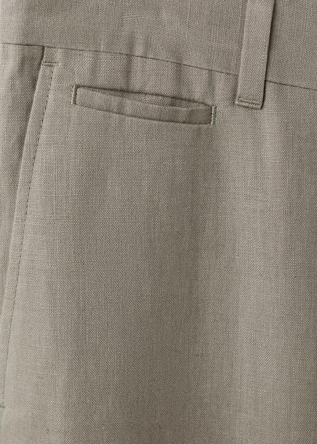 Grey Slim-Fit 100% Linen Trousers, Medium Grey, large image number 5