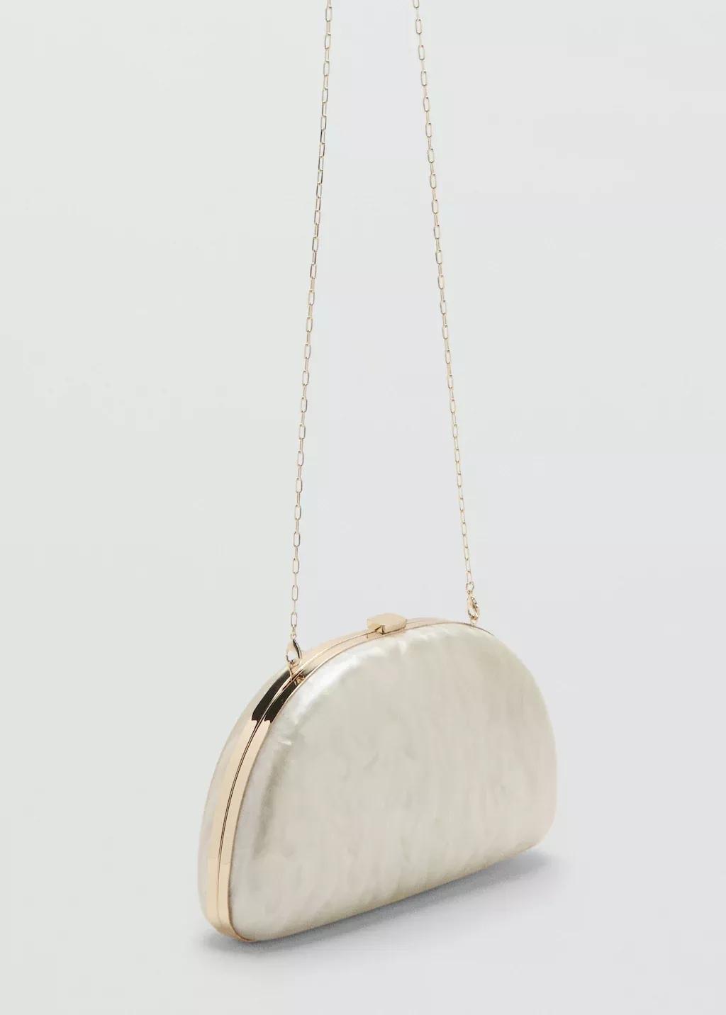 White Pearl-Effect Clutch Bag, Natural White, medium