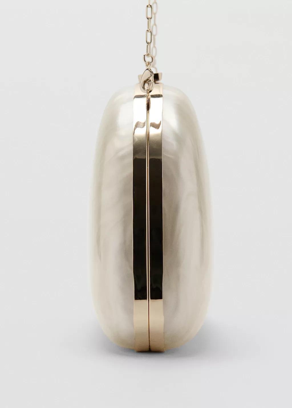 White Pearl-Effect Clutch Bag, Natural White, medium