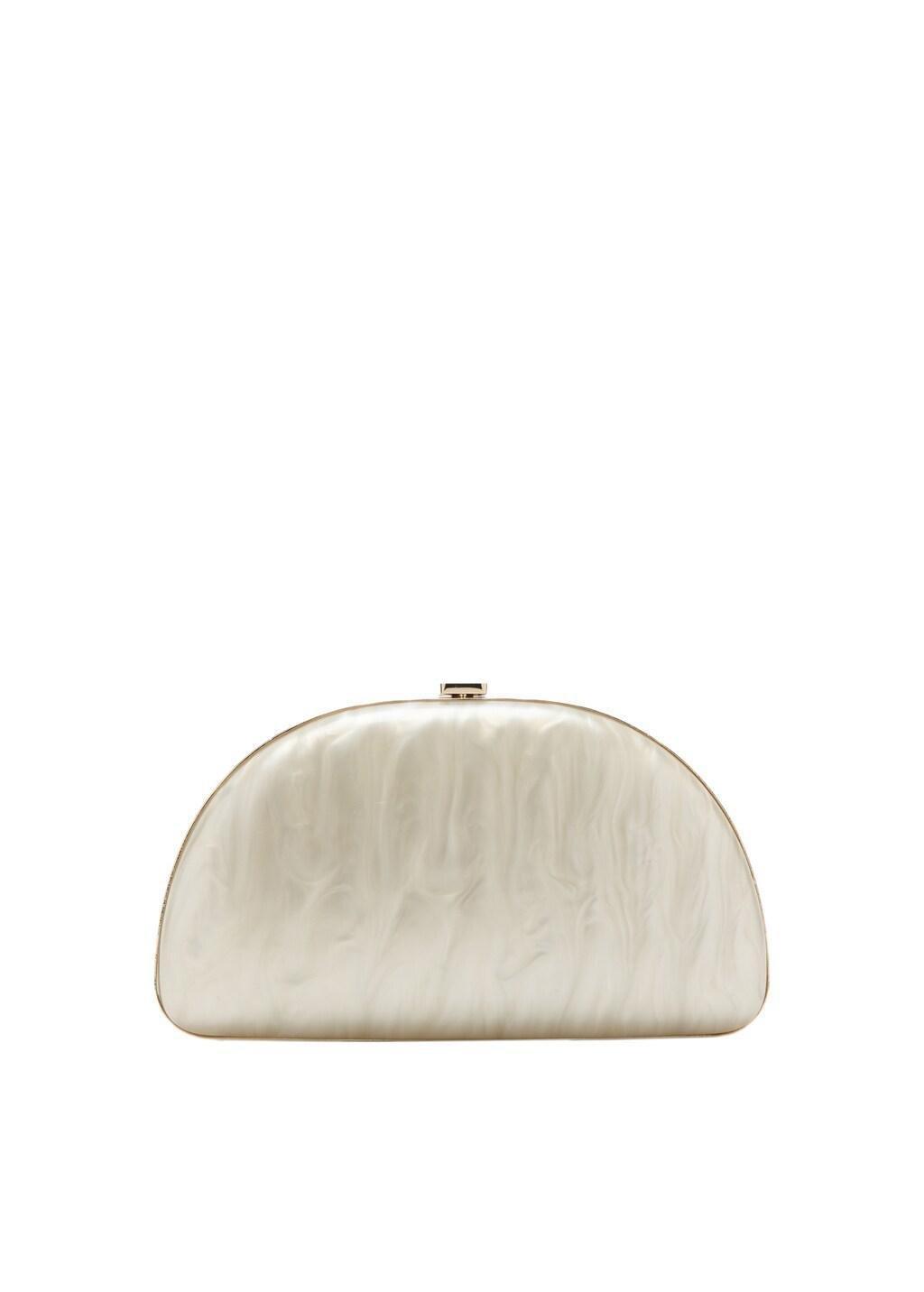 White Pearl-Effect Clutch Bag, Natural White, large image number 2