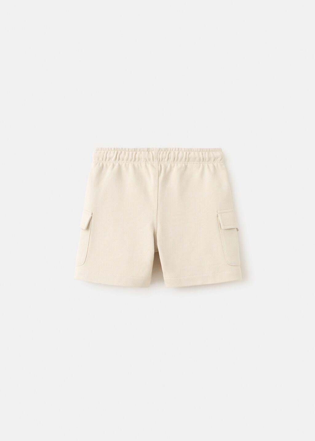 Beige Drawstring Cargo Bermuda Shorts, Baby Boy, Light Beige, medium