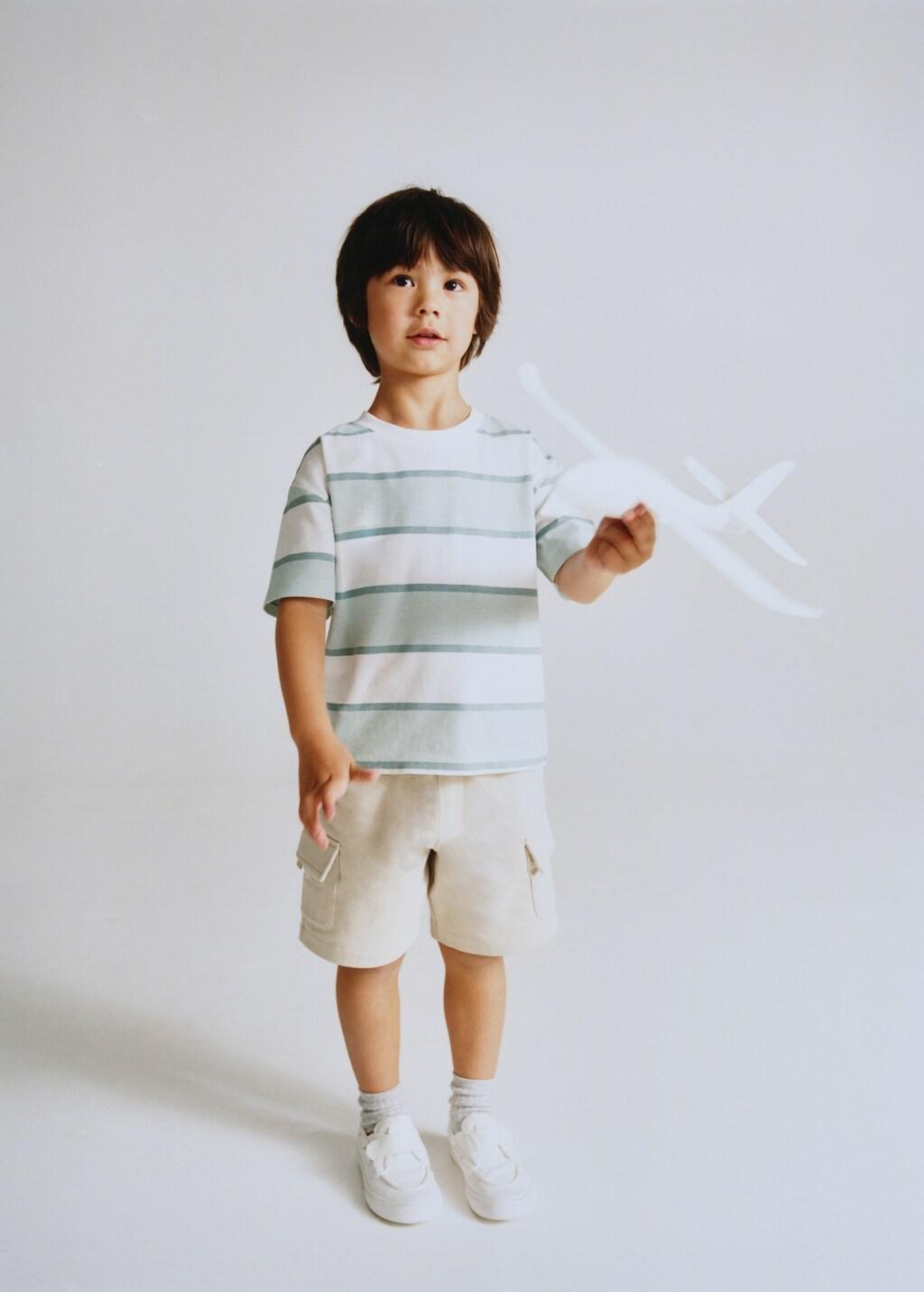 Beige Drawstring Cargo Bermuda Shorts, Baby Boy, Light Beige, large image number 3