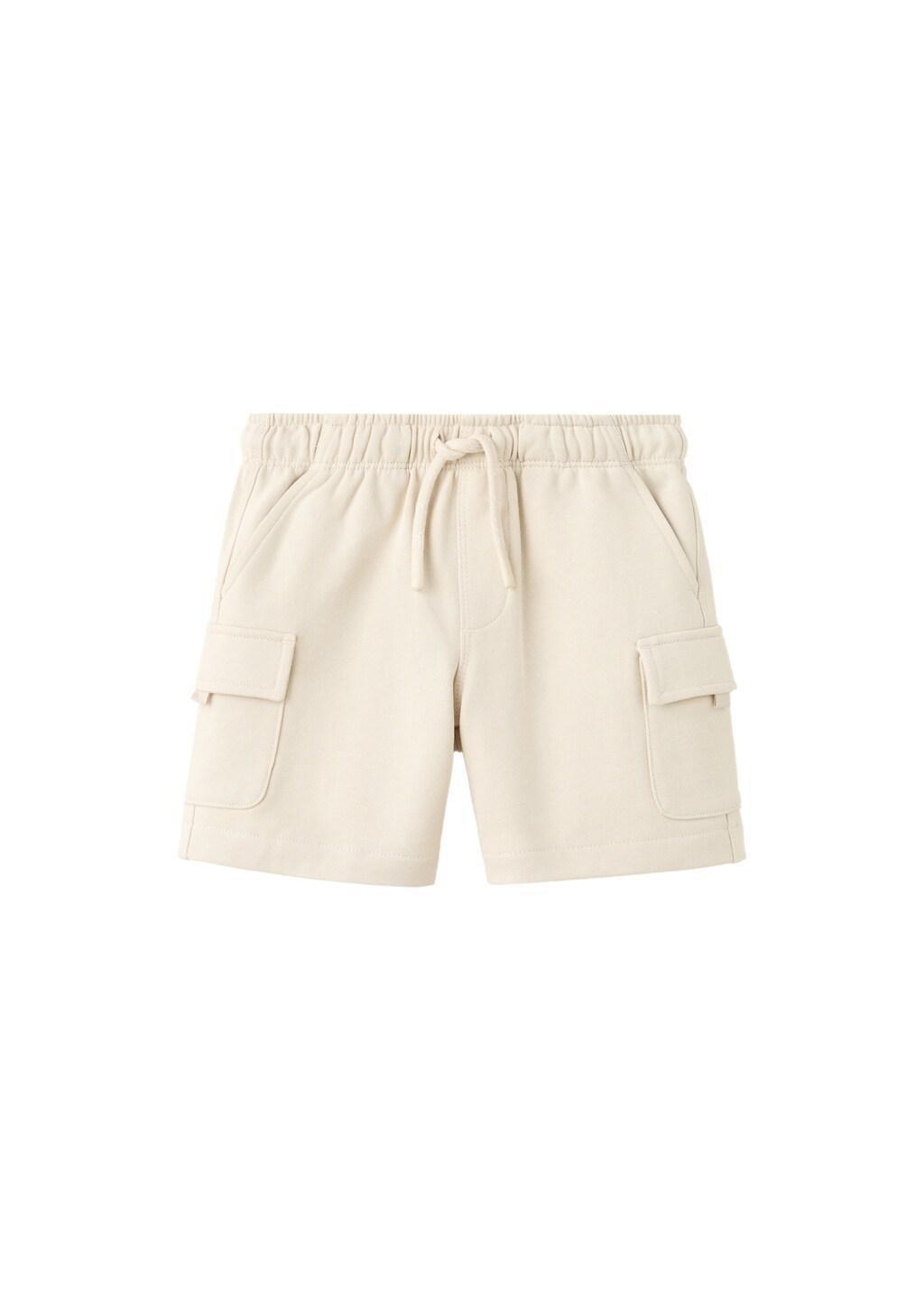 Beige Drawstring Cargo Bermuda Shorts, Baby Boy, Light Beige, large image number 4
