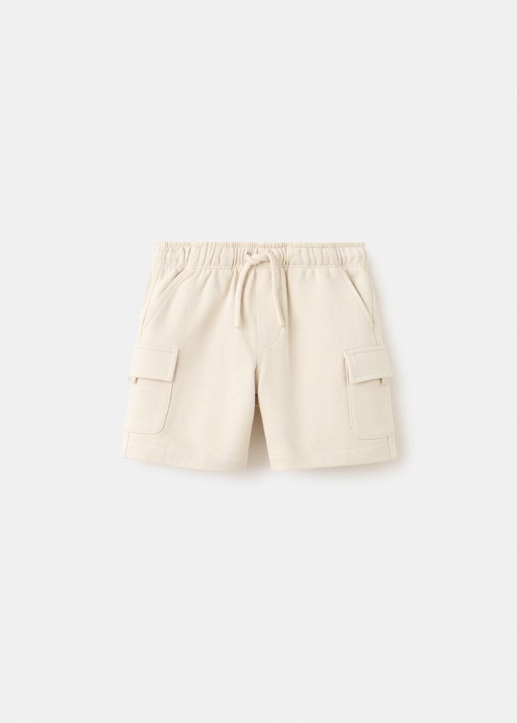 Beige Drawstring Cargo Bermuda Shorts, Baby Boy, Light Beige, large image number 5
