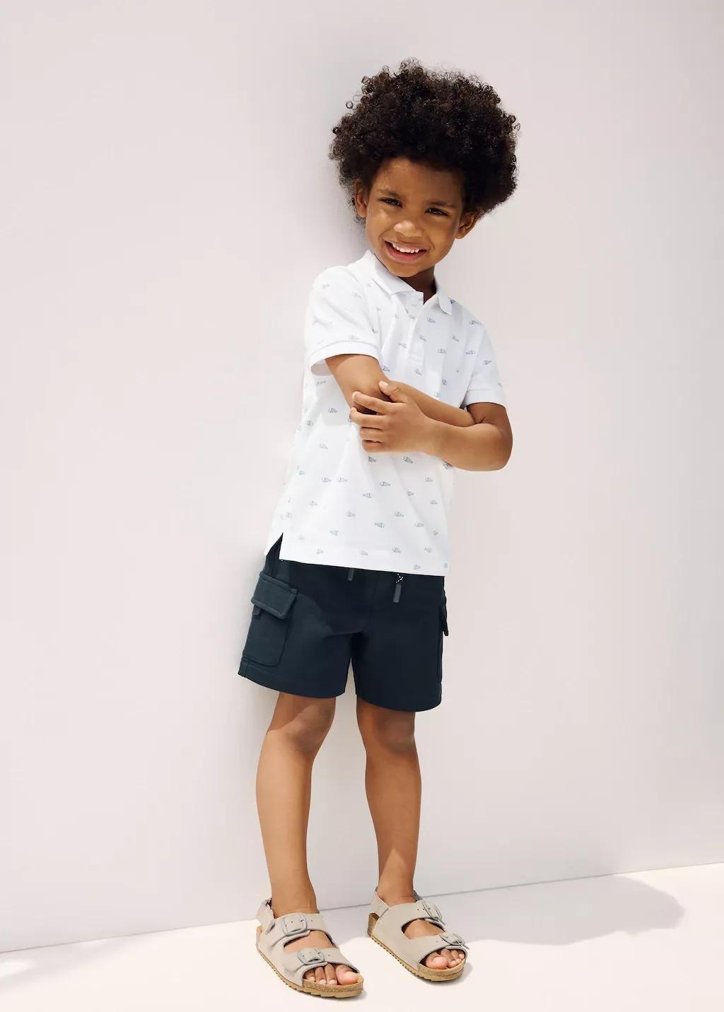 Navy Drawstring Cargo Bermuda Shorts, Kids Boyss, Navy, large image number 0