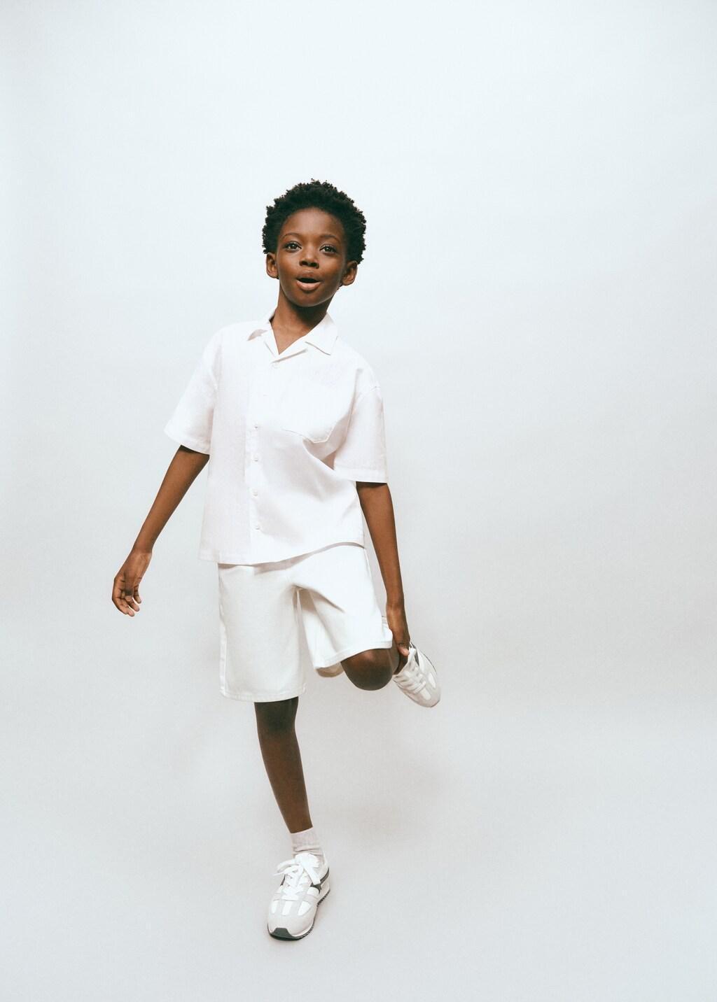 White Denim Bermuda Shorts, Kids Boy, 0201_01, large image number 0