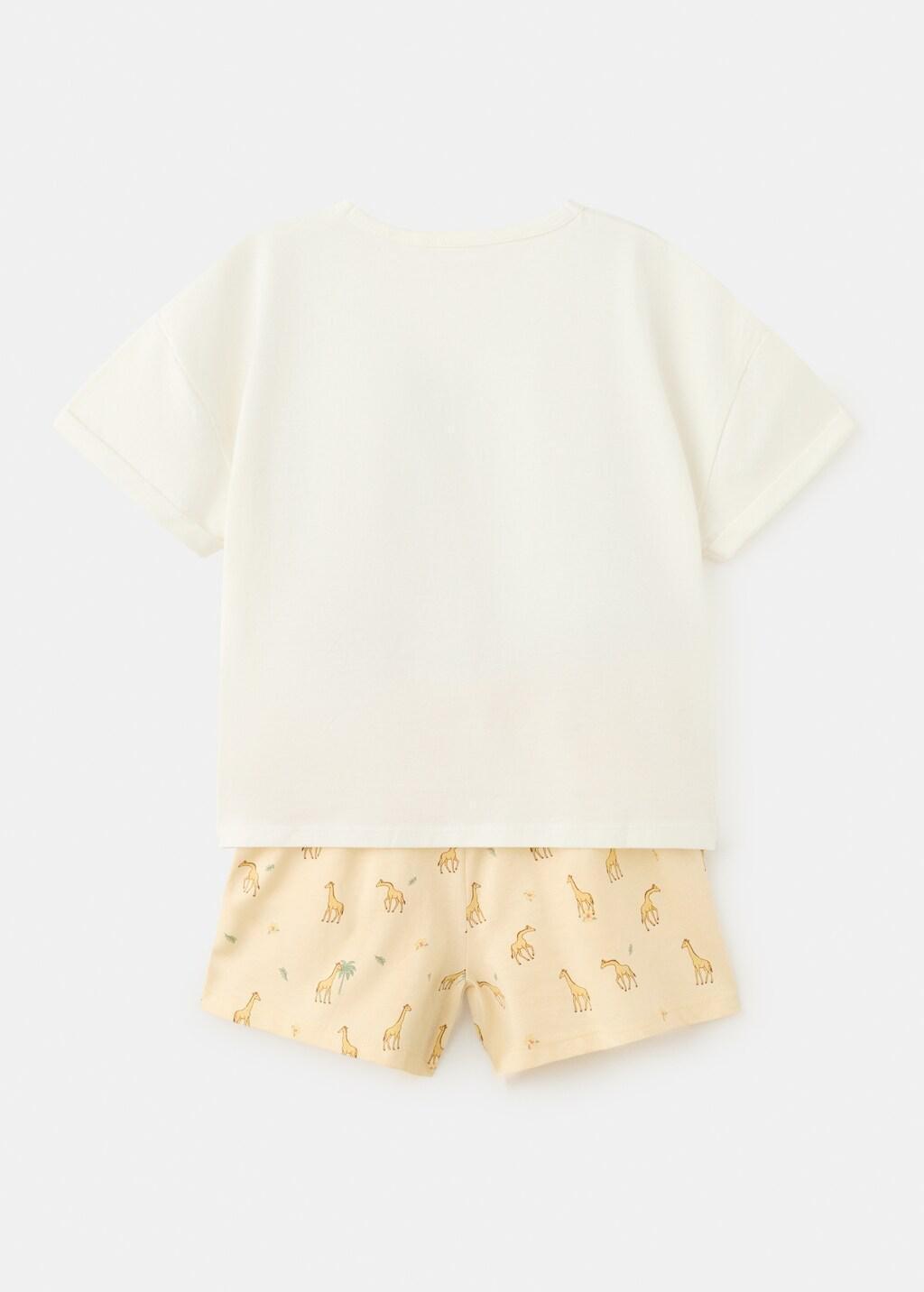 White Printed Short Pyjamas, Kids Girl, 0201_02, large image number 1